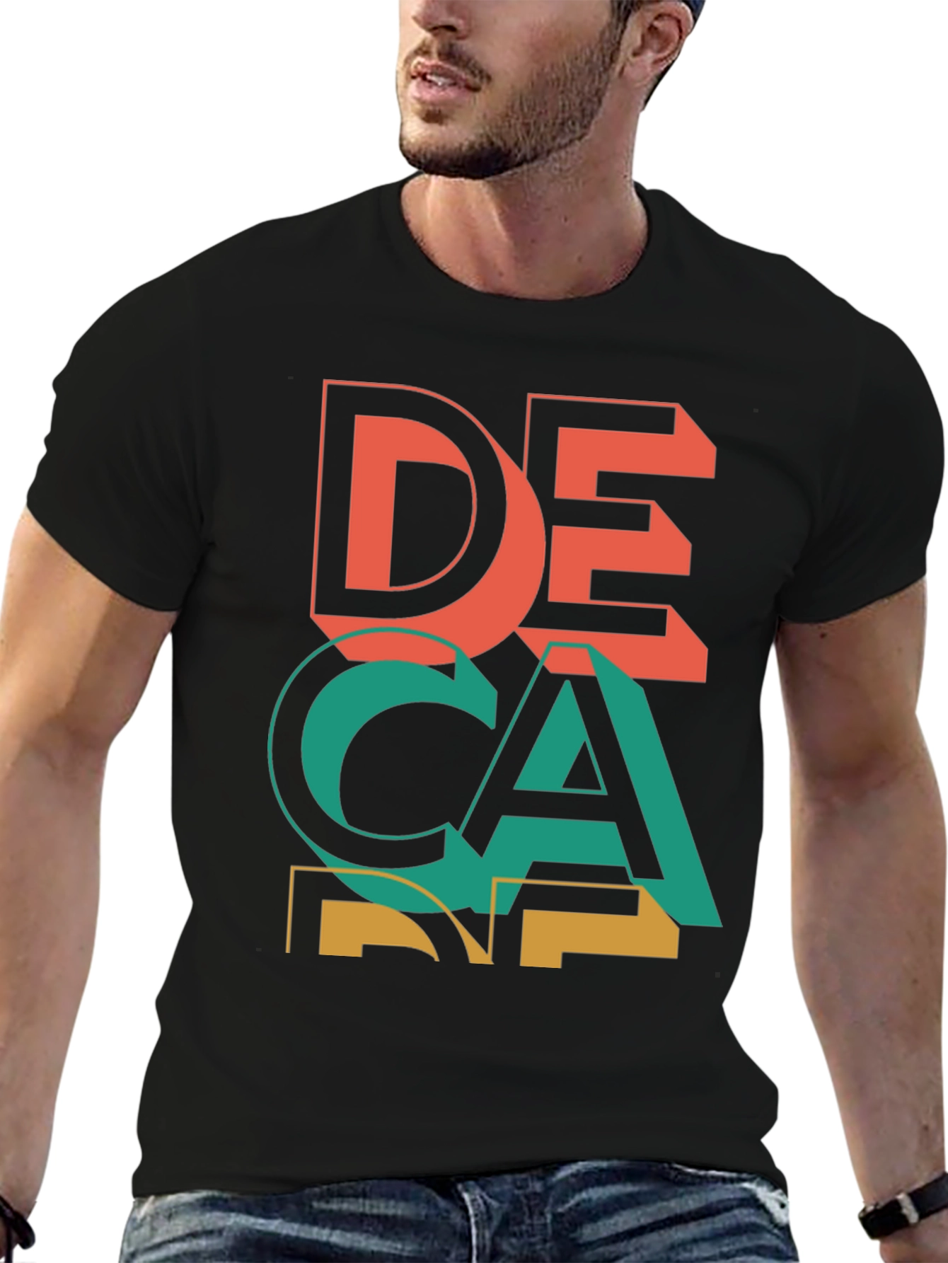 Black Decane Graphic Tee - Cool Retro Design view 6
