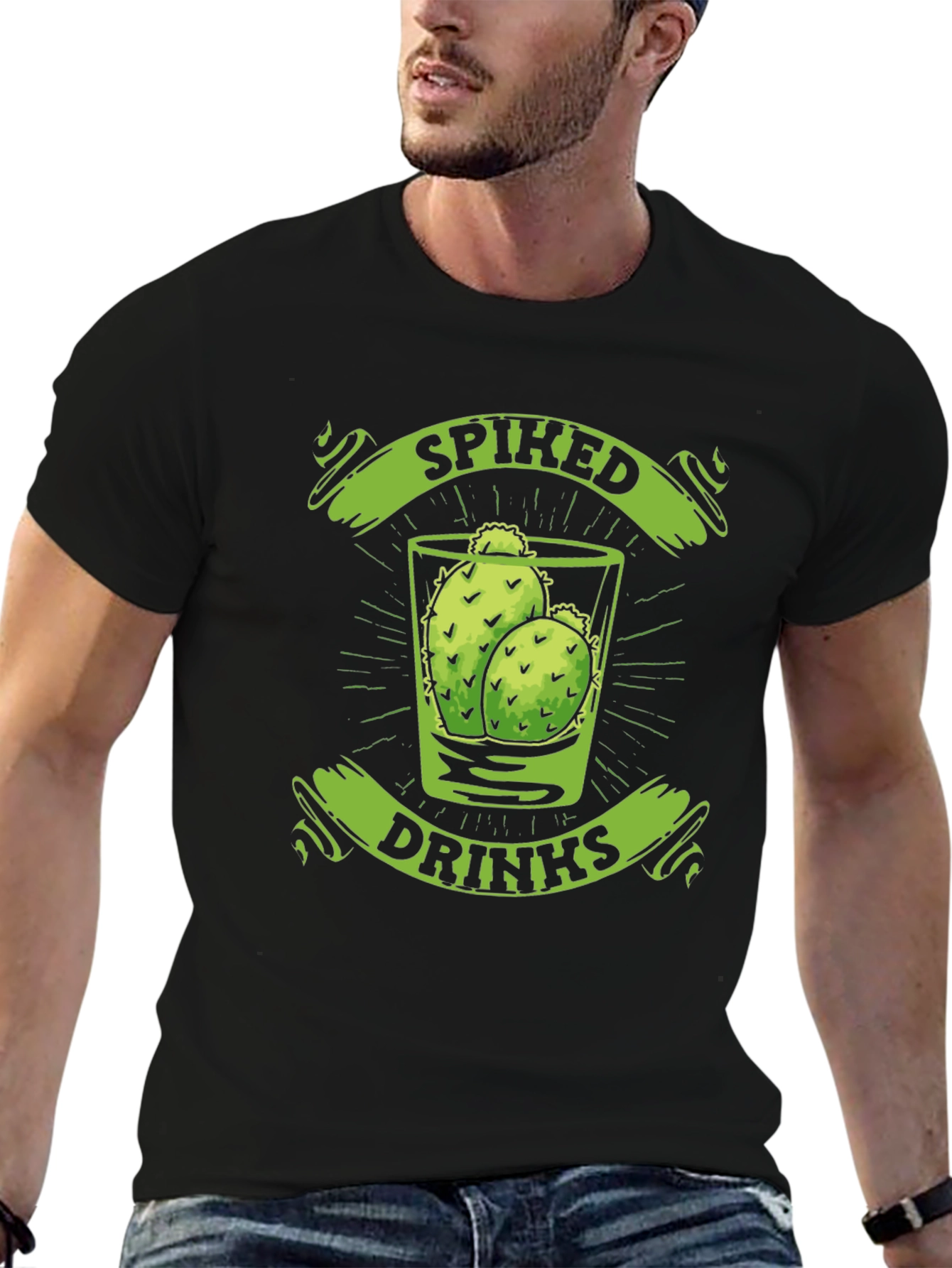 Black Spiked Drinks Cactus T-Shirt view 6