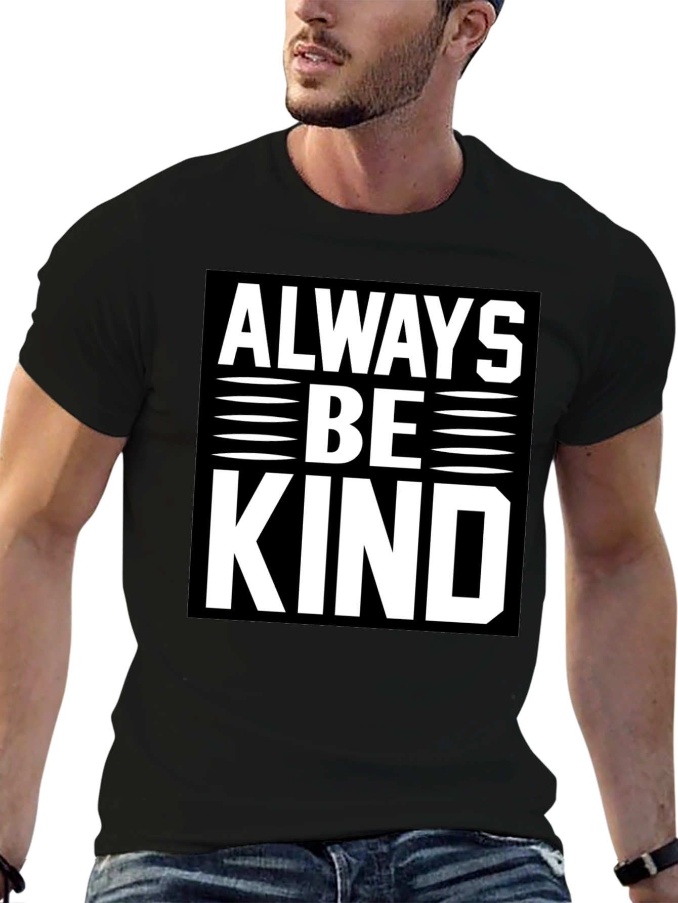 Black Always Be Kind Graphic Tee - Men's Black T-Shirt view 6