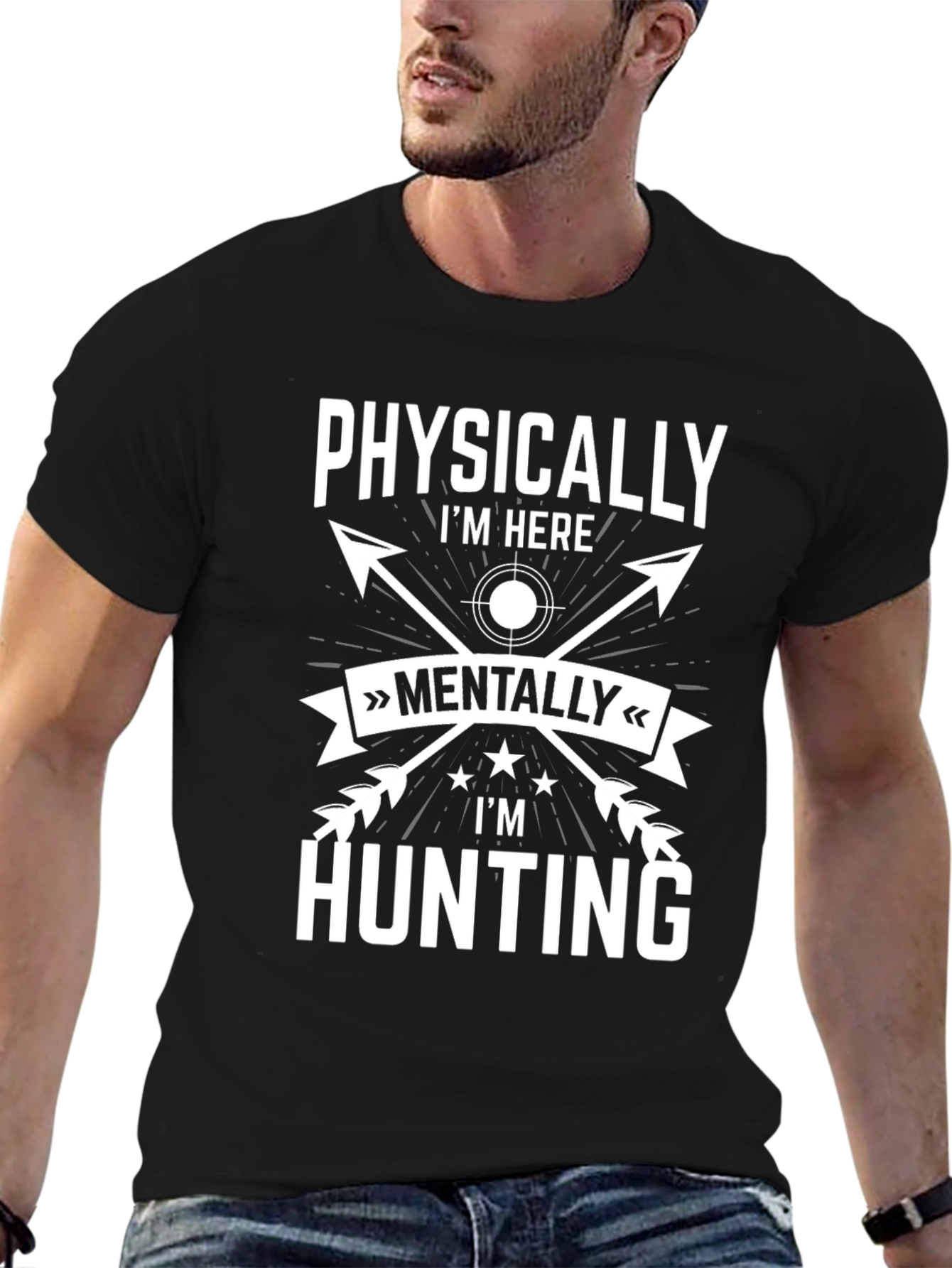 Black Hunting Mindset T-Shirt - Novelty Design view 6