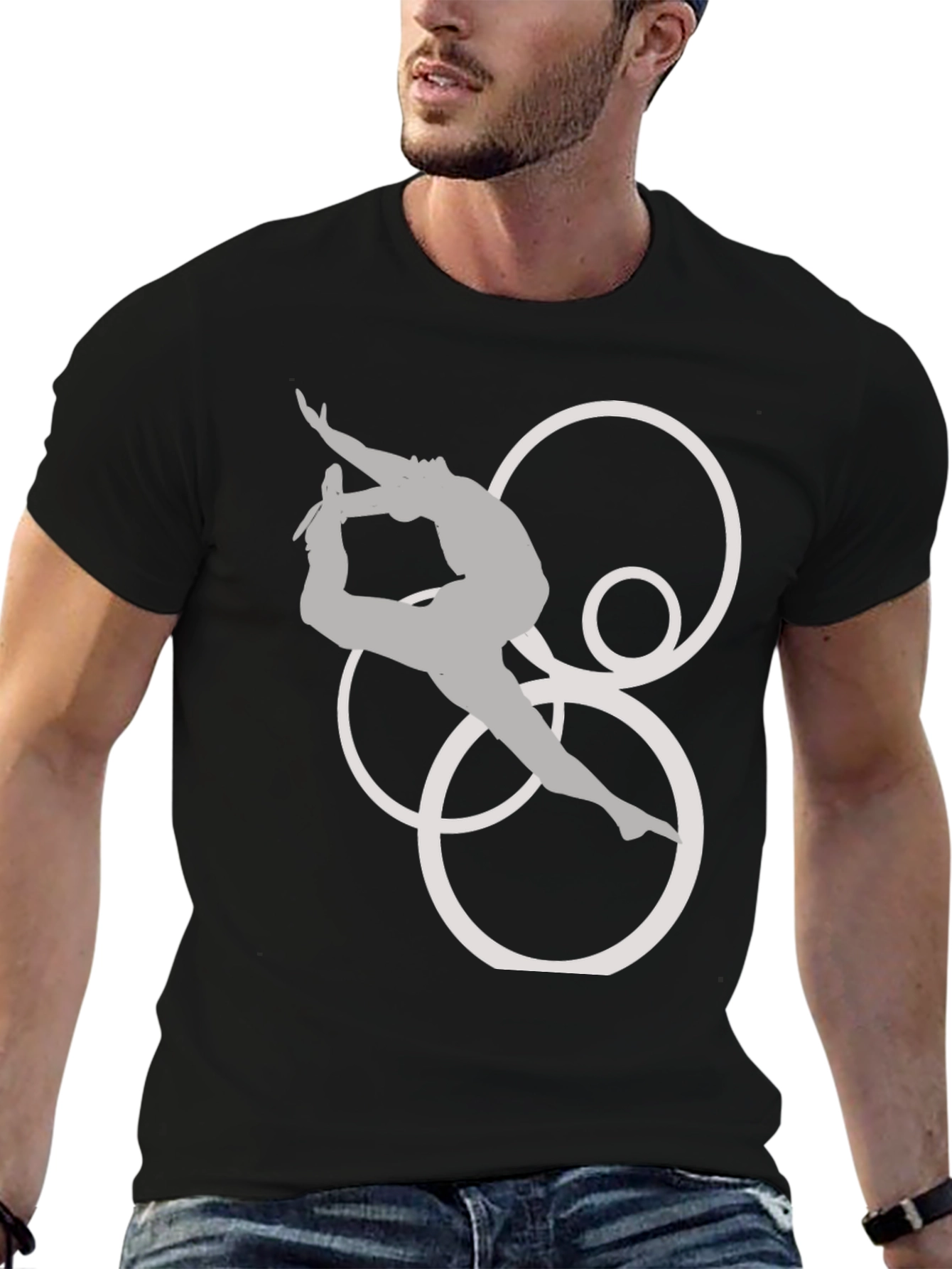 Black Gymnast T-Shirt - Artistic Circles Design view 6