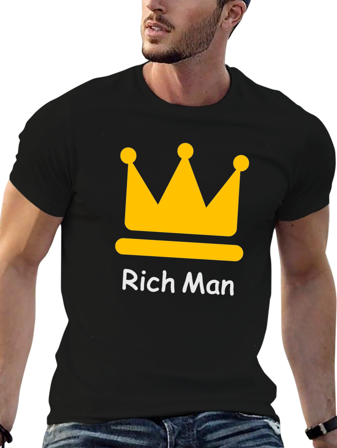 Black Rich Man Crown Graphic Tee - Black Crew Neck T-Shirt view 6