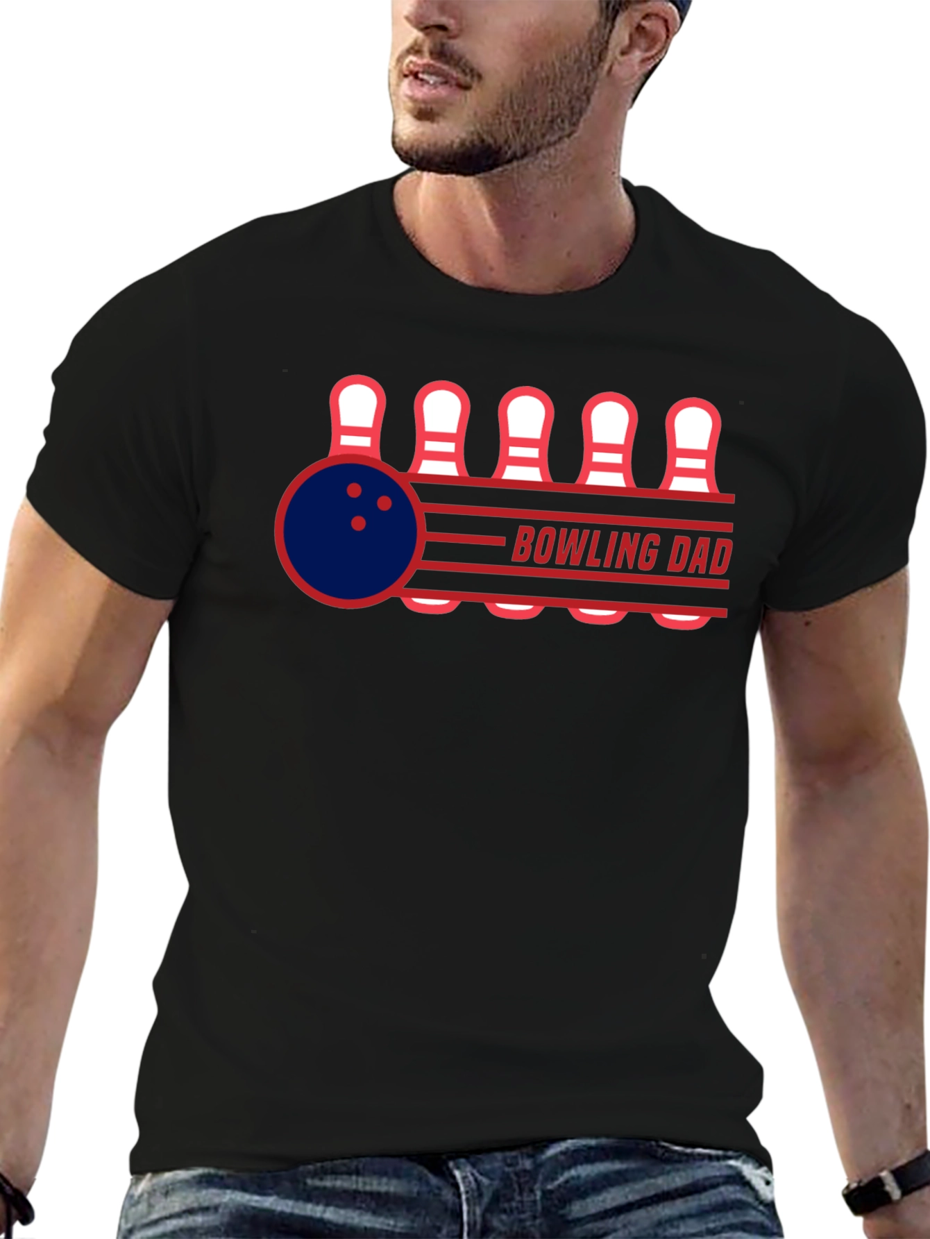 Black Bowling Dad Graphic Tee - Strike in Style! view 6