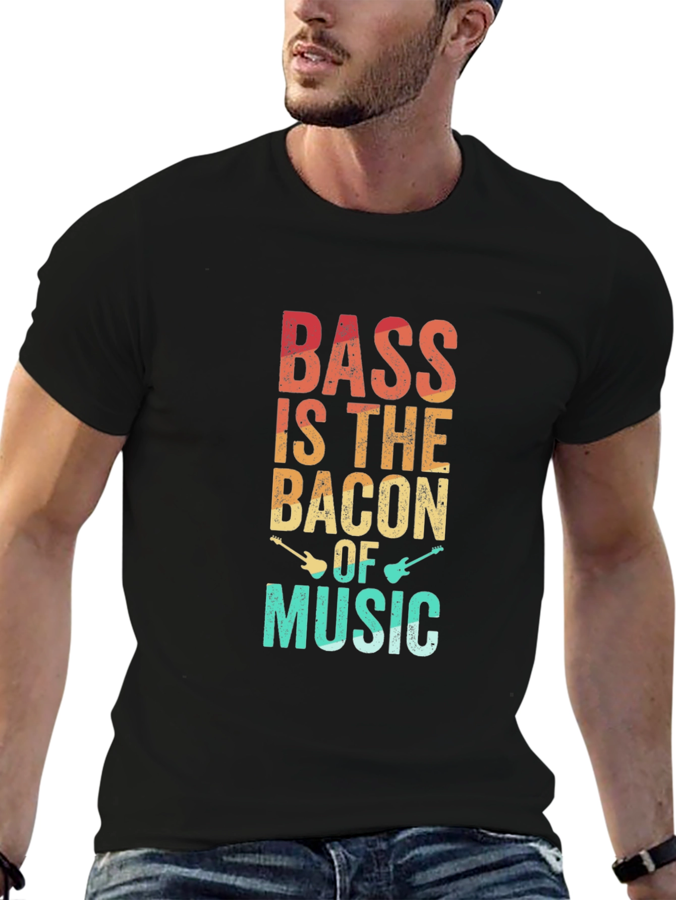 Black Bass is the Bacon of Music T-Shirt view 6