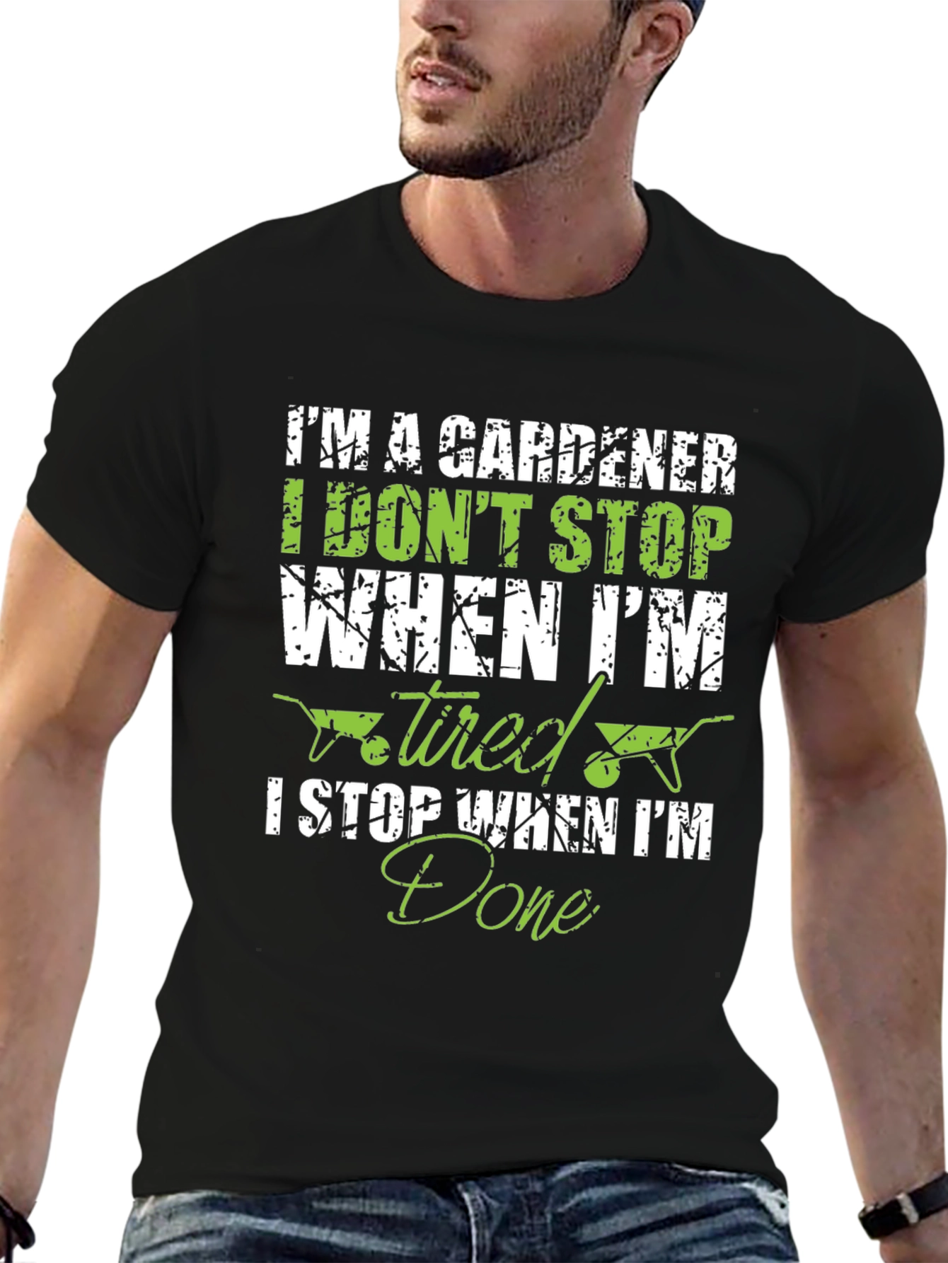 Black Gardener T-Shirt: I Don't Stop When Tired, I Stop When Done! view 6
