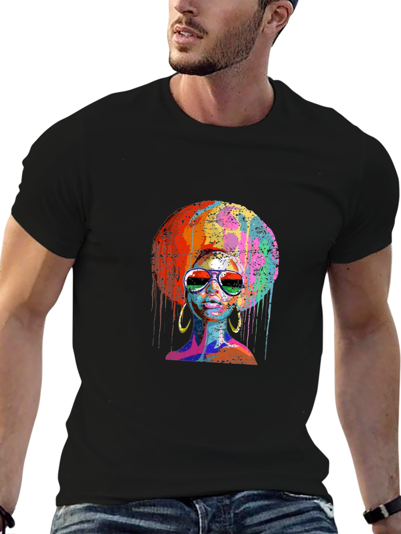 Black Afro Woman Graphic Tee - Vivid Colors view 6