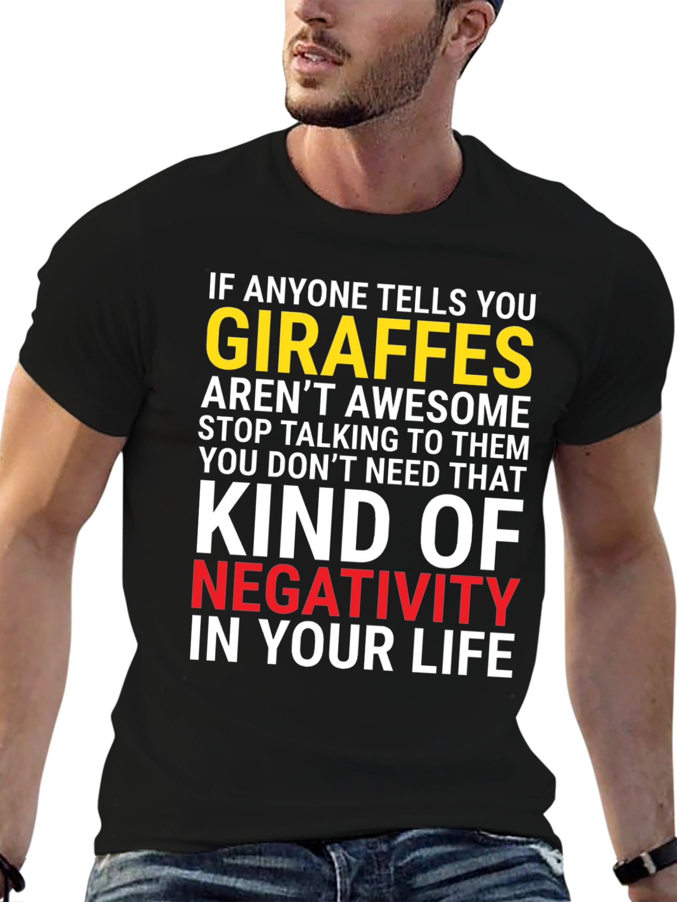 Black Giraffe Lover Graphic T-Shirt - Anti-Negativity Tee view 6