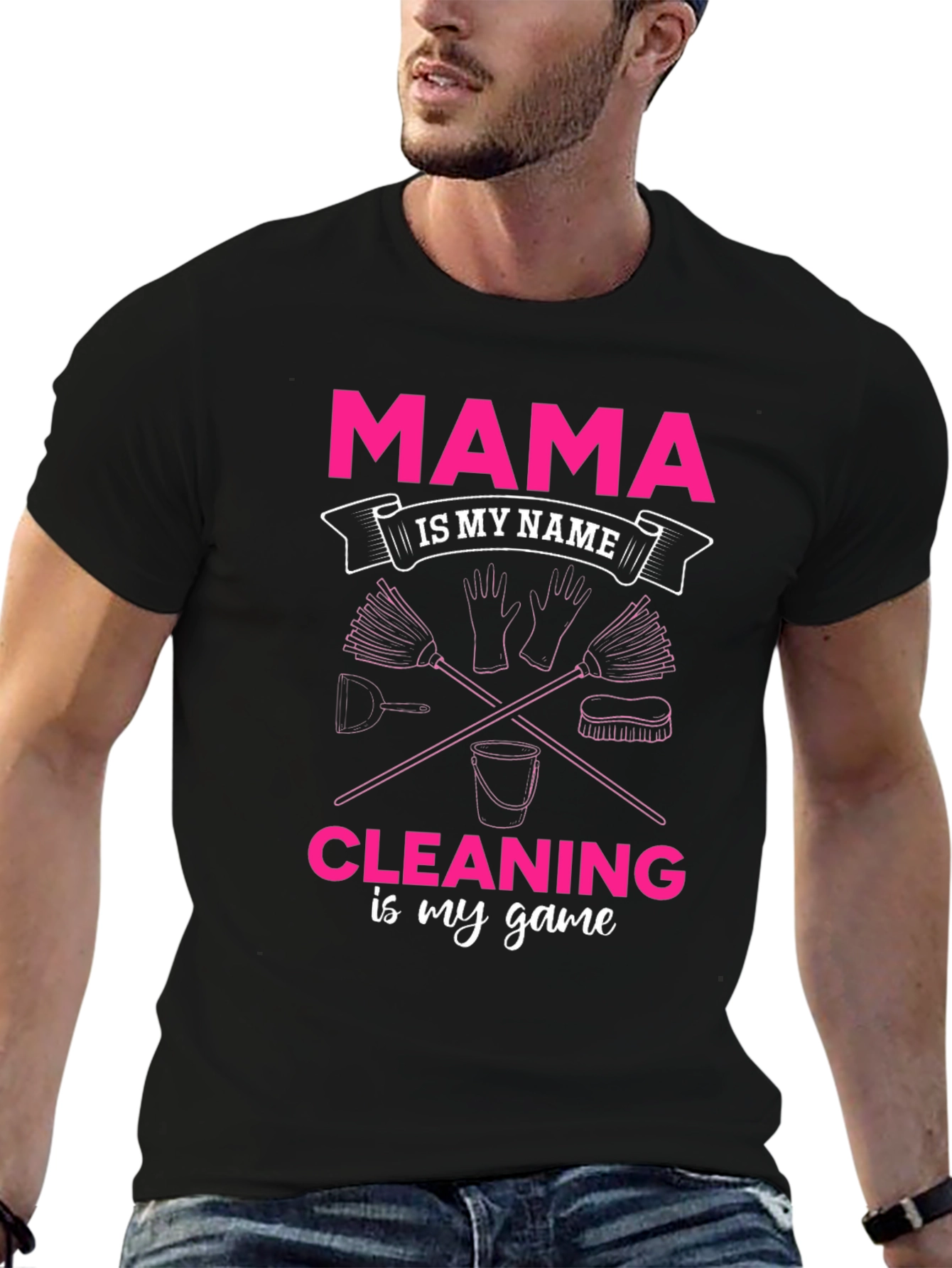 Black Mama Cleaning T-Shirt view 6