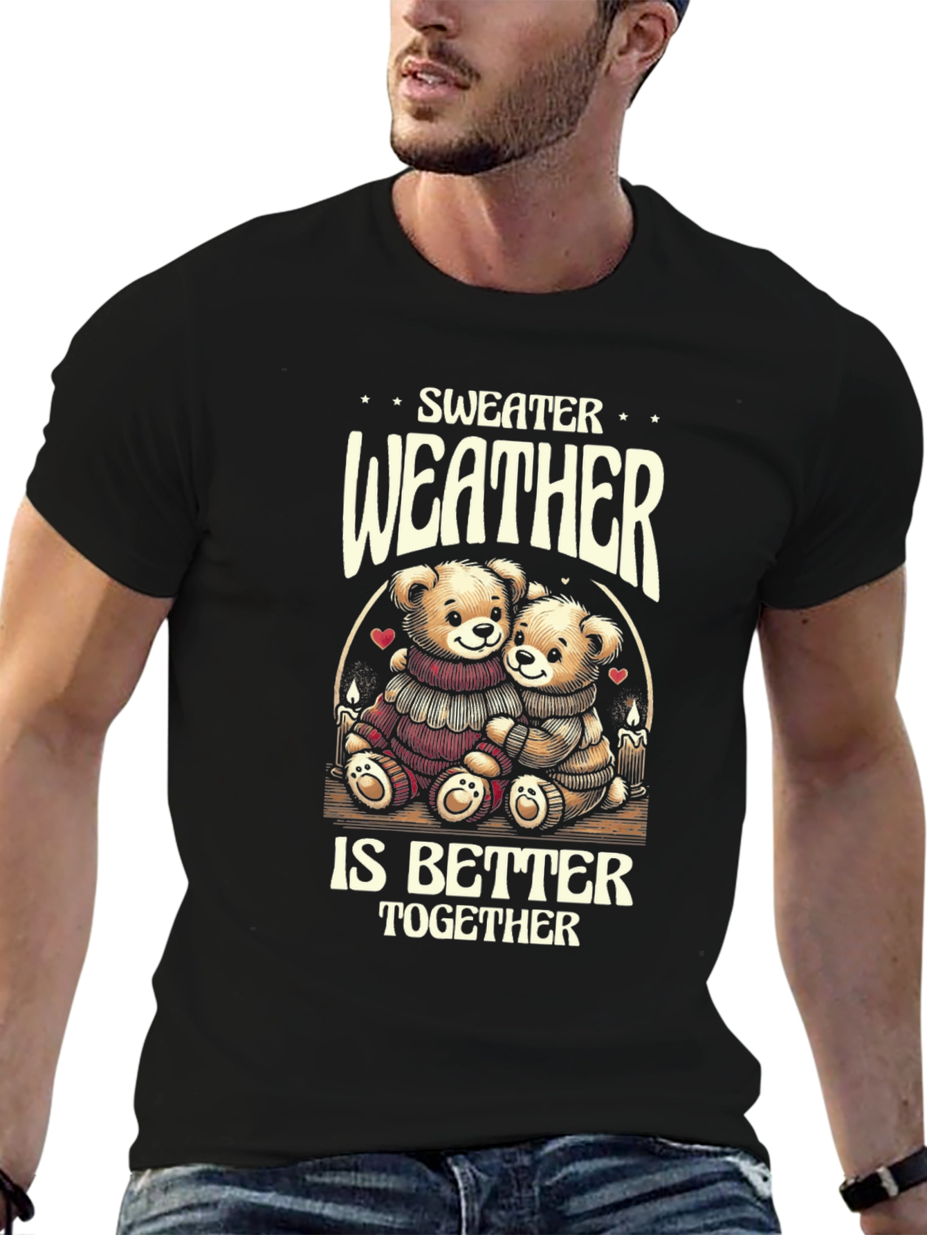 Black Sweater Weather Bears Graphic Tee view 6