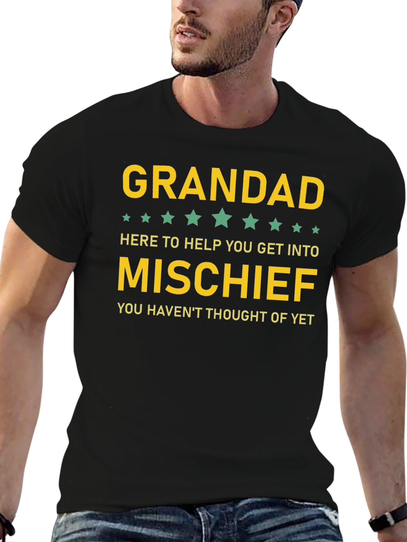 Black Grandad Mischief Maker Funny T-Shirt view 6