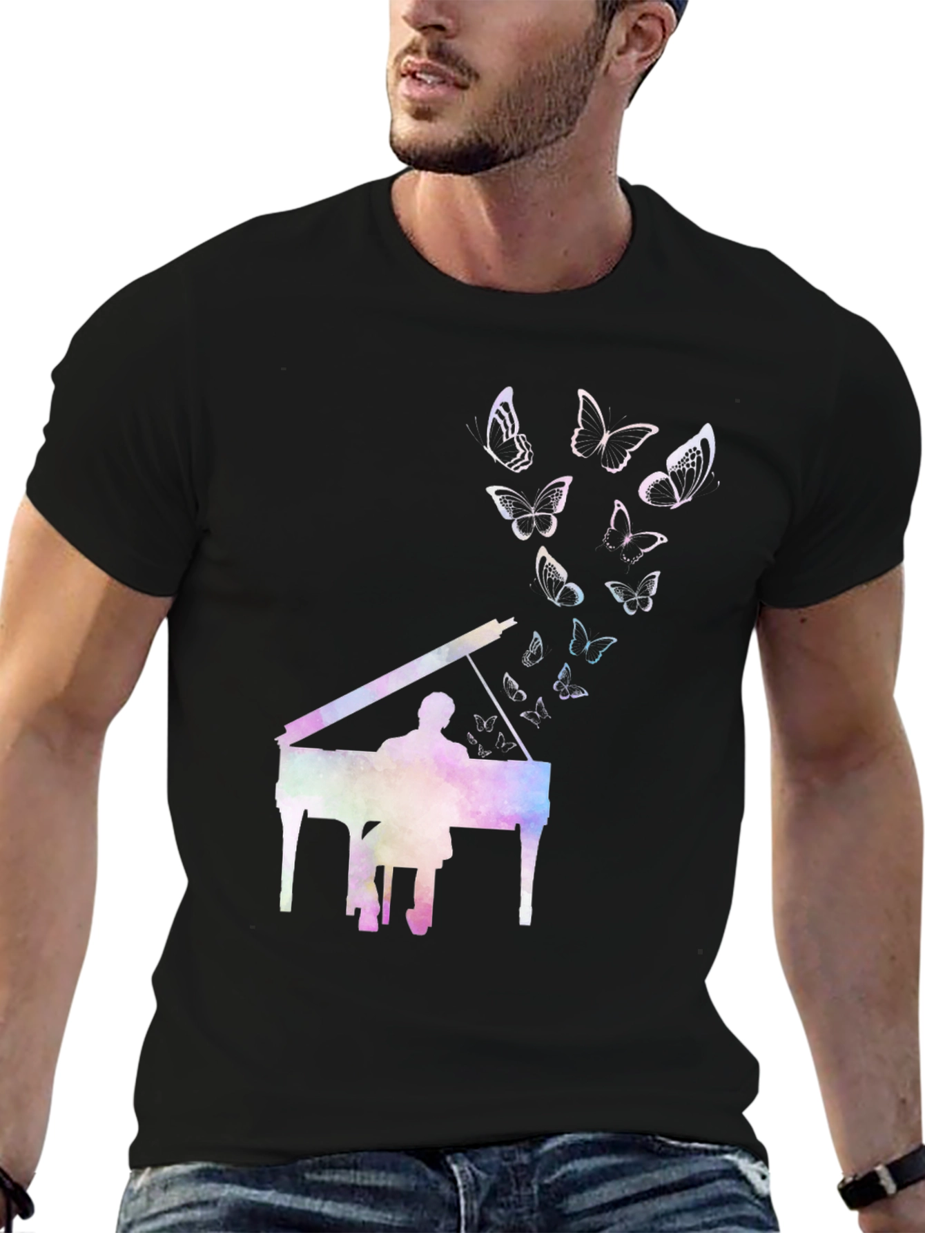 Black Piano Butterfly T-Shirt - Express Yourself view 6