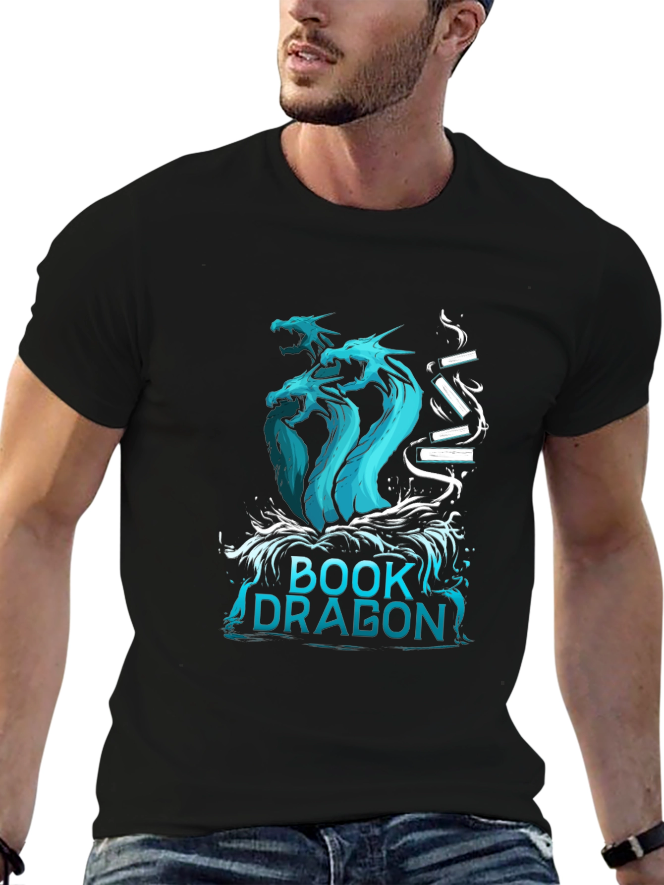 Book Dragon T-Shirt - Fantasy Literature Tee - 6