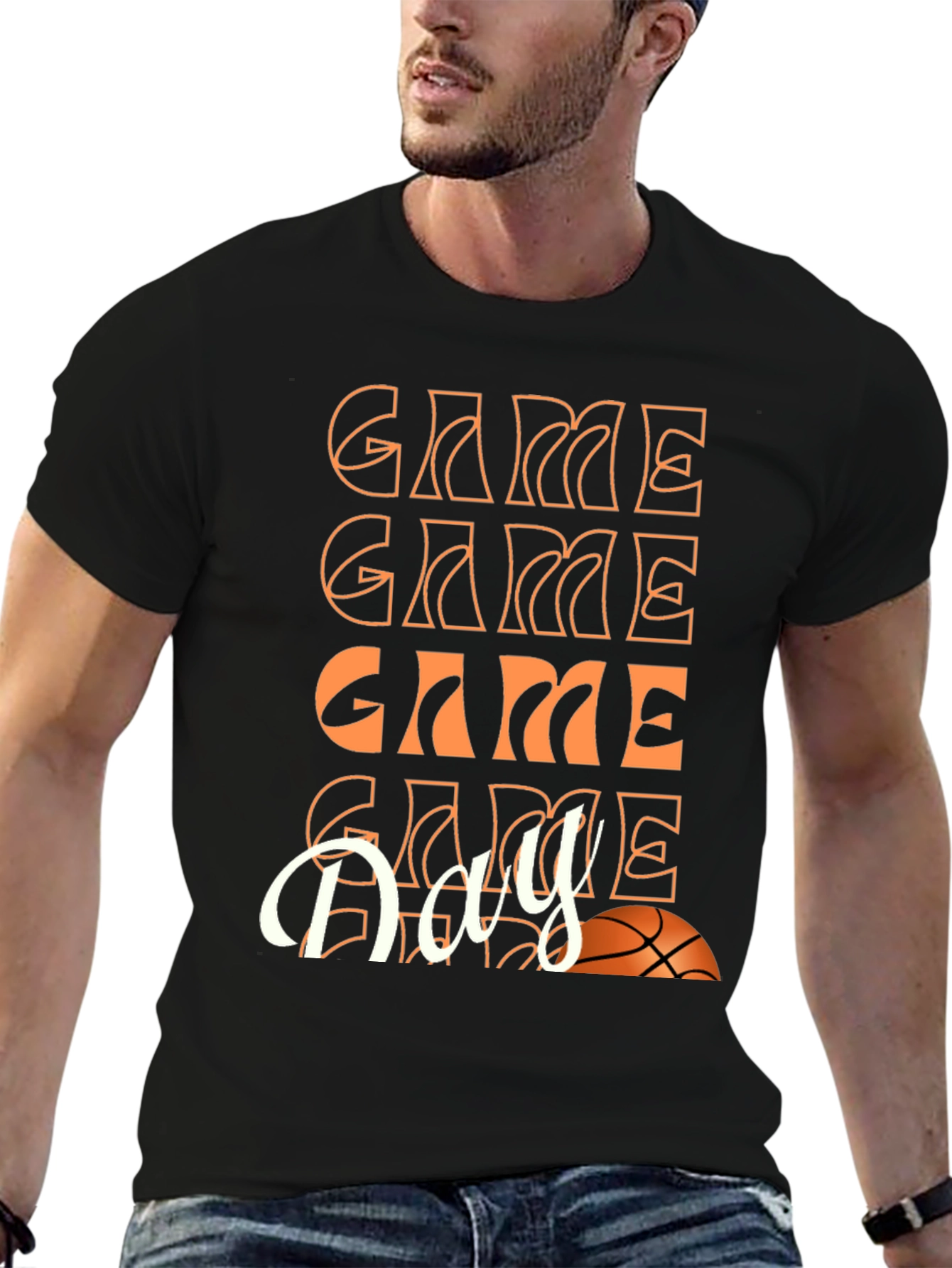 Black Game Day Basketball Graphic Tee - Unisex view 6