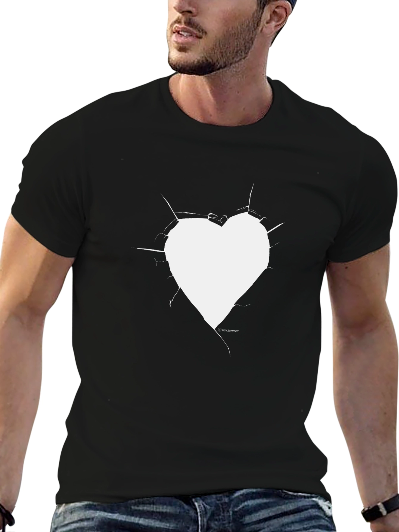 Black Heart Break T-Shirt - Black Cotton view 6