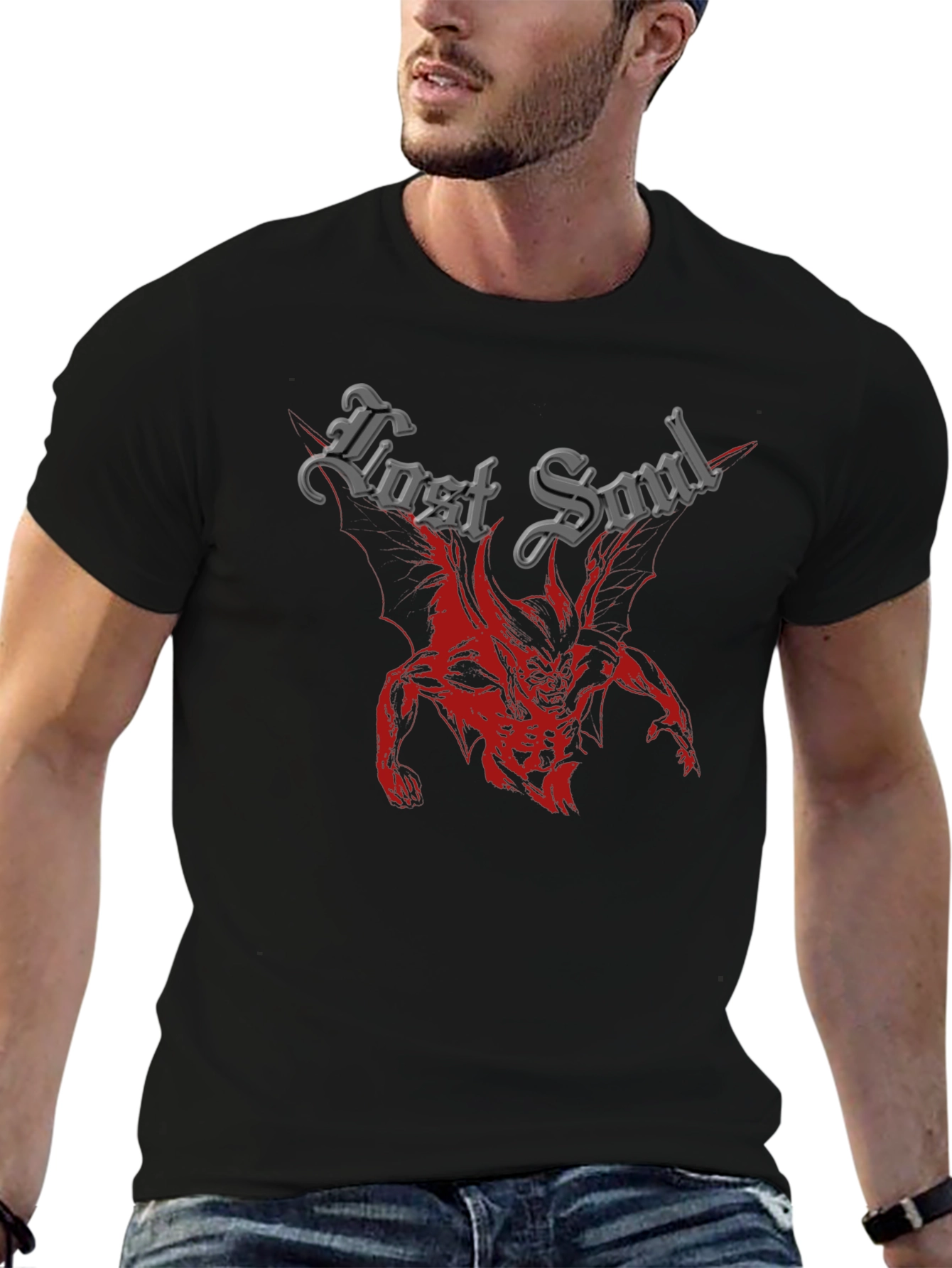 Black Lost Soul Graphic Tee - Black Short Sleeve Shirt view 6