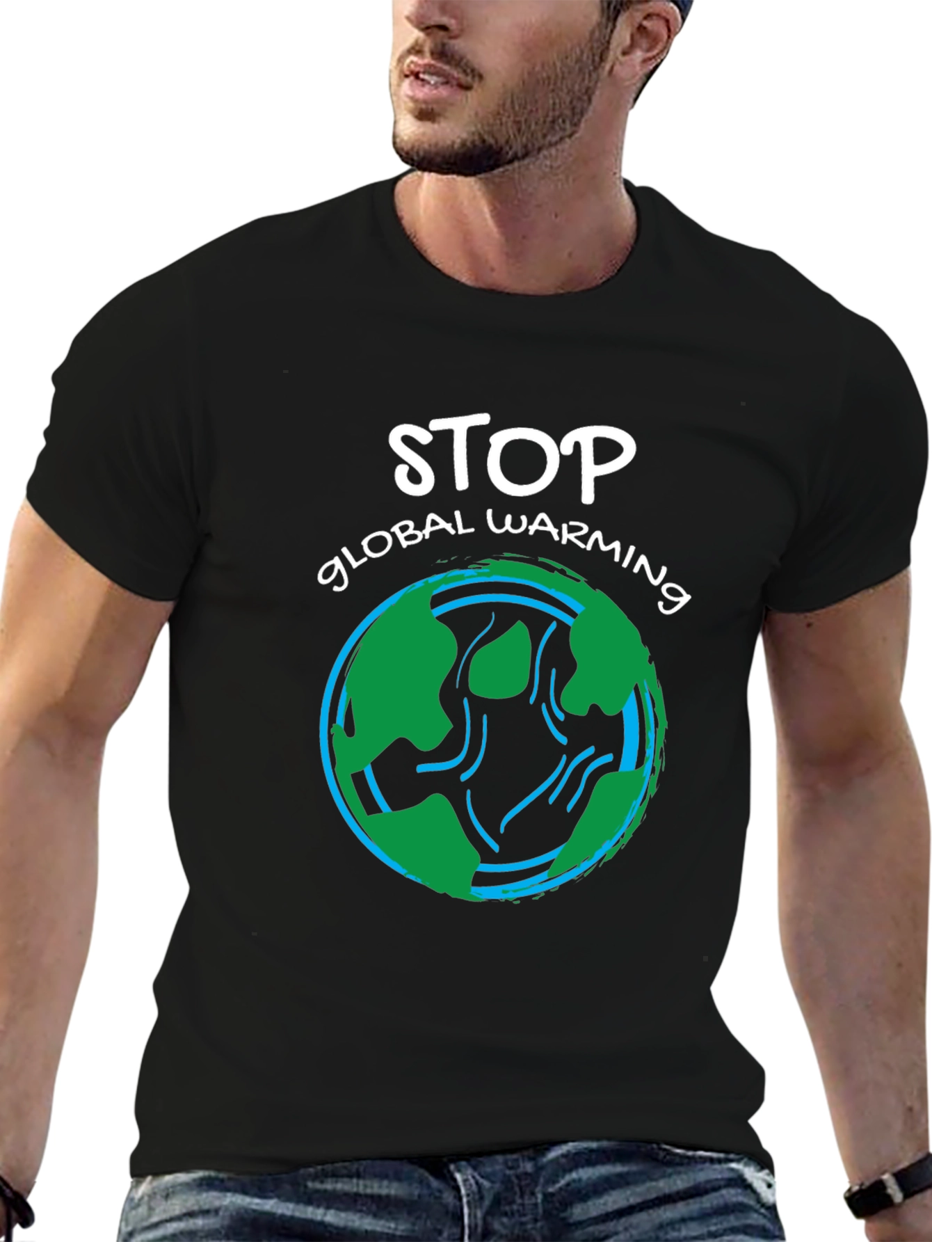Black Stop Global Warming Graphic T-Shirt view 6