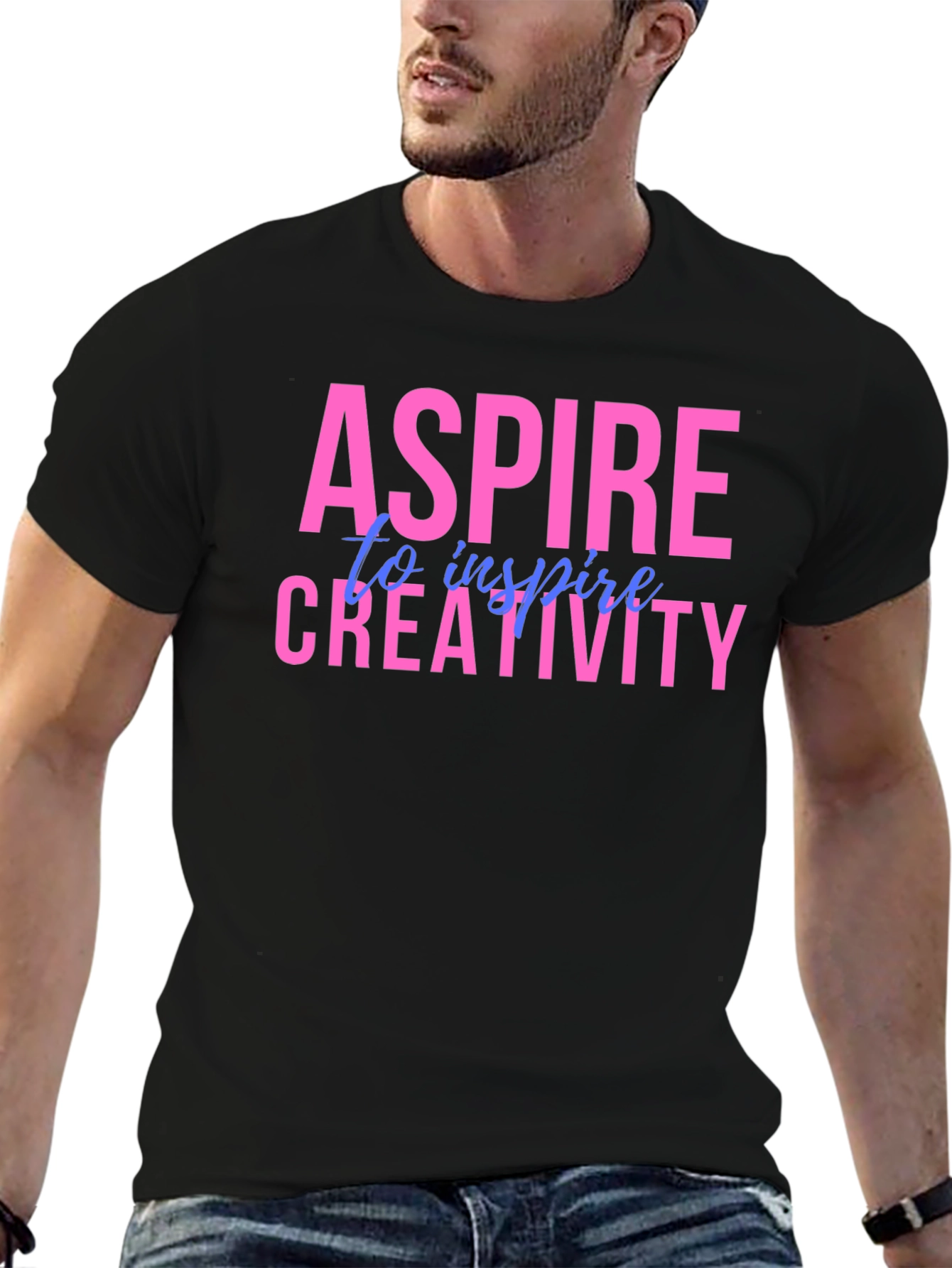 Black Aspire Creativity Graphic Tee - Unisex Black T-Shirt view 6