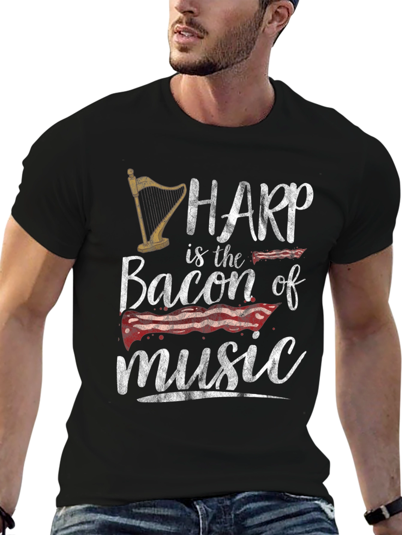 Black Harp is the Bacon of Music Funny Graphic Tee view 6