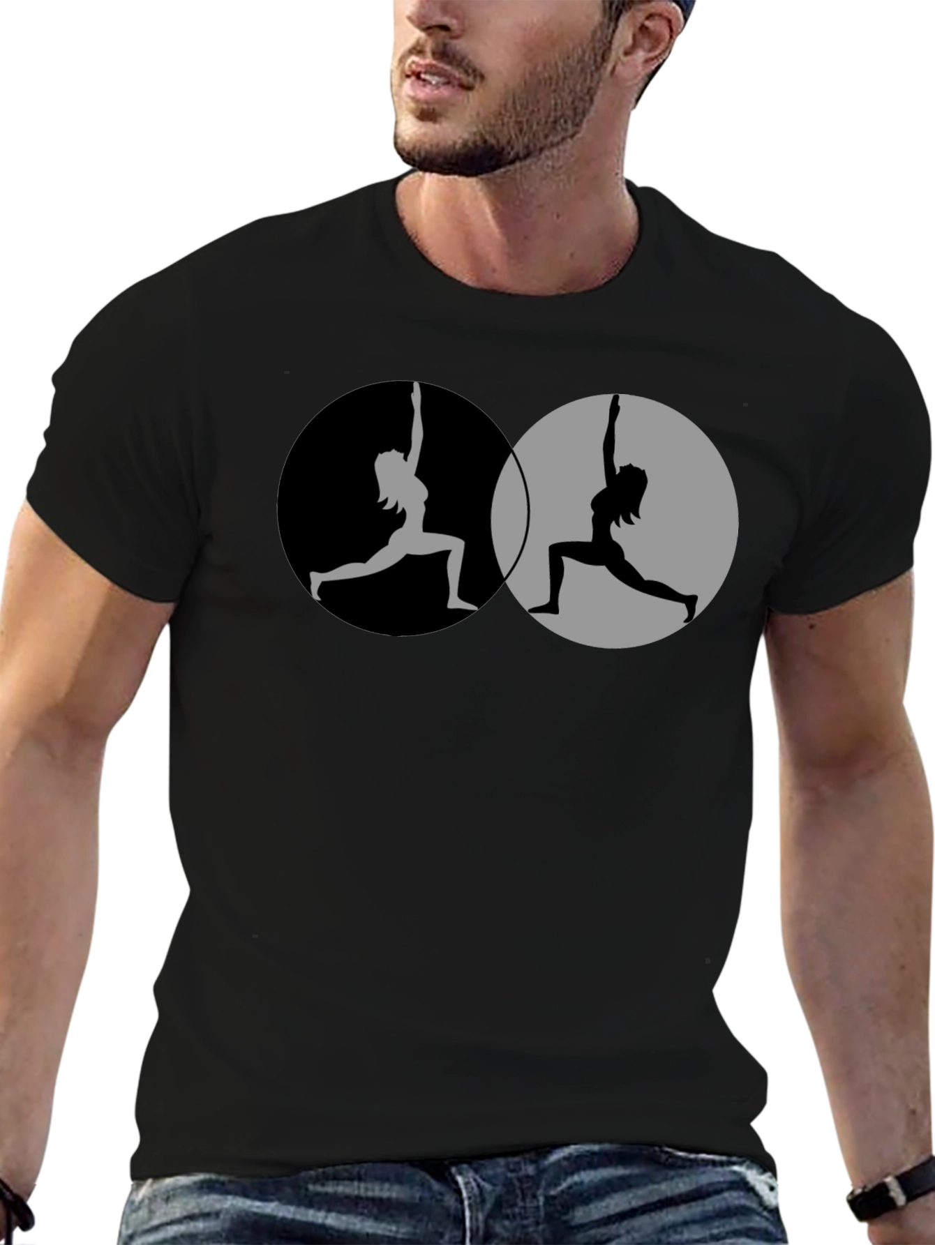 Black Yin Yang Yoga T-Shirt - Balance & Style view 6