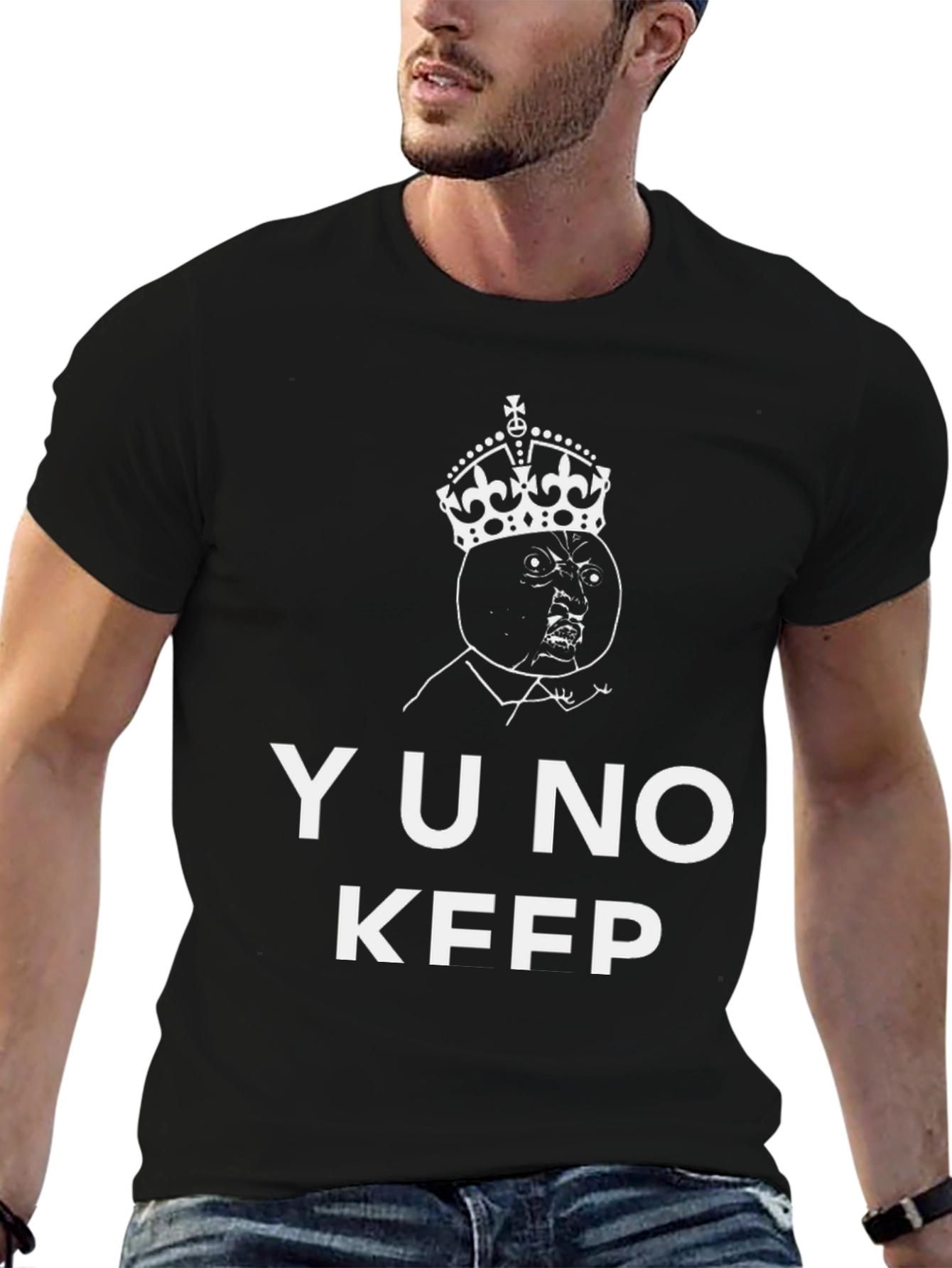 Black YU NO KFPP Graphic T-Shirt - Black Crew Neck Tee view 6