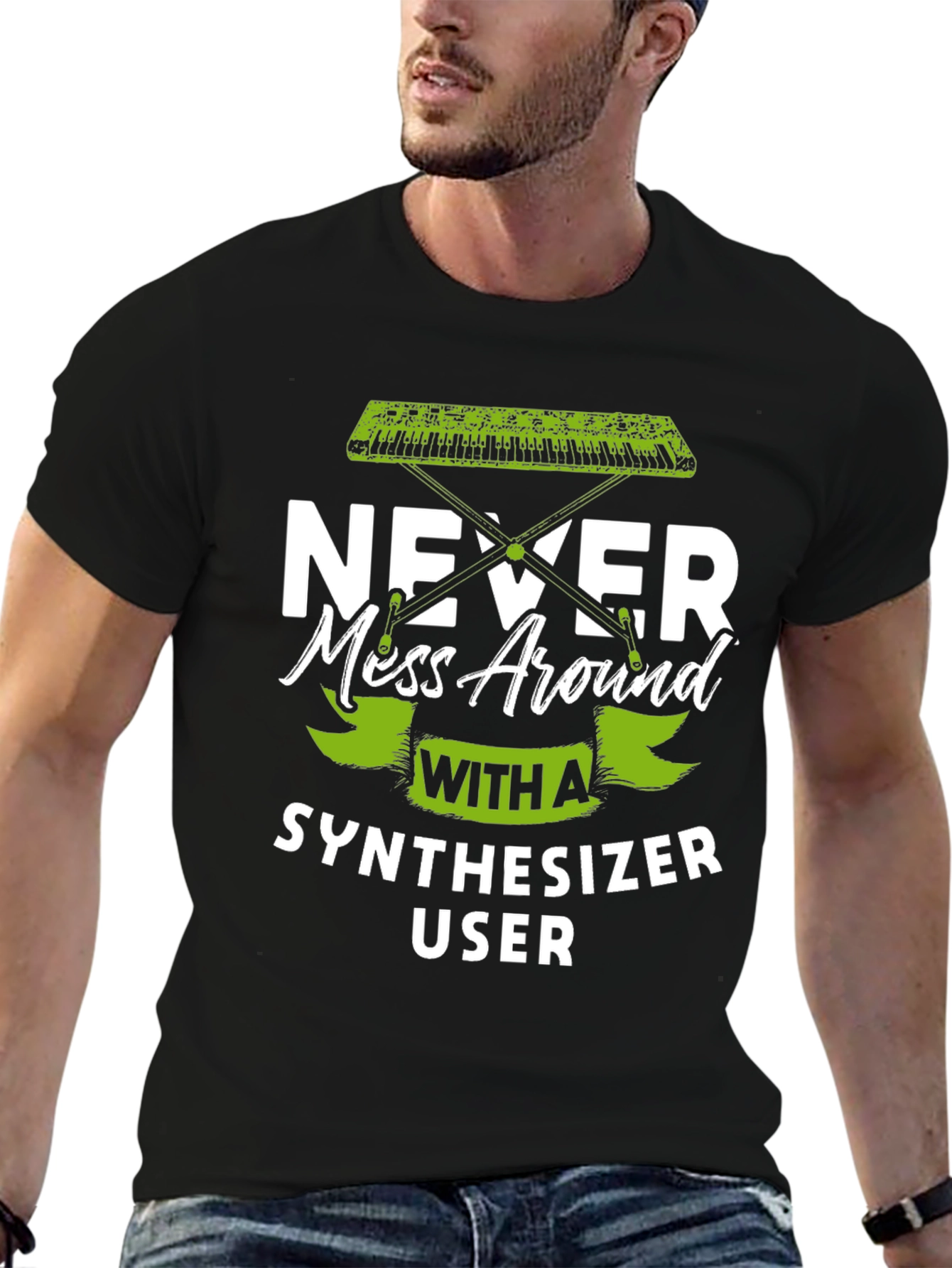 Black Synthesizer User Graphic T-Shirt view 6