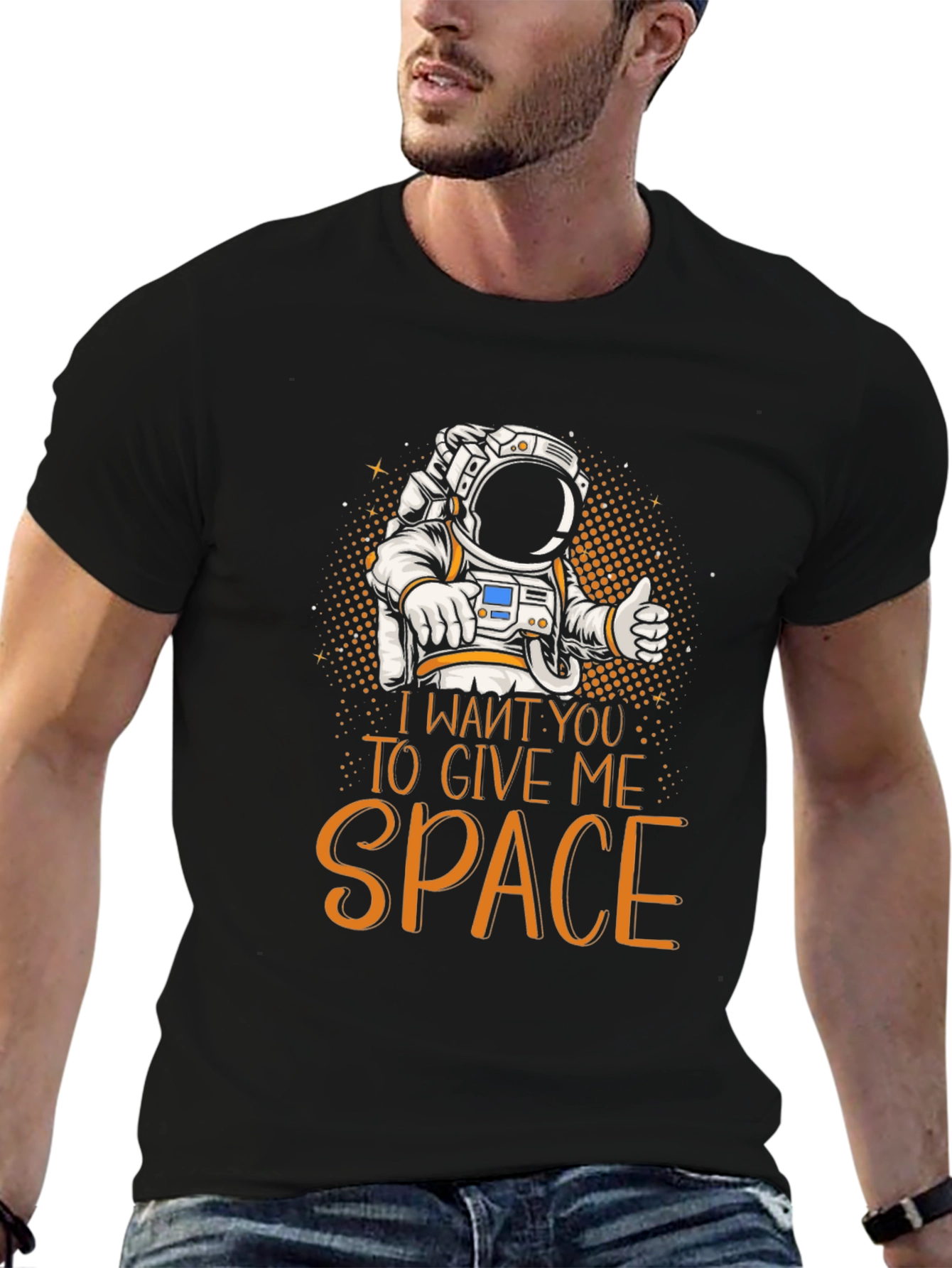 Black Give Me Space Astronaut Graphic T-Shirt view 6