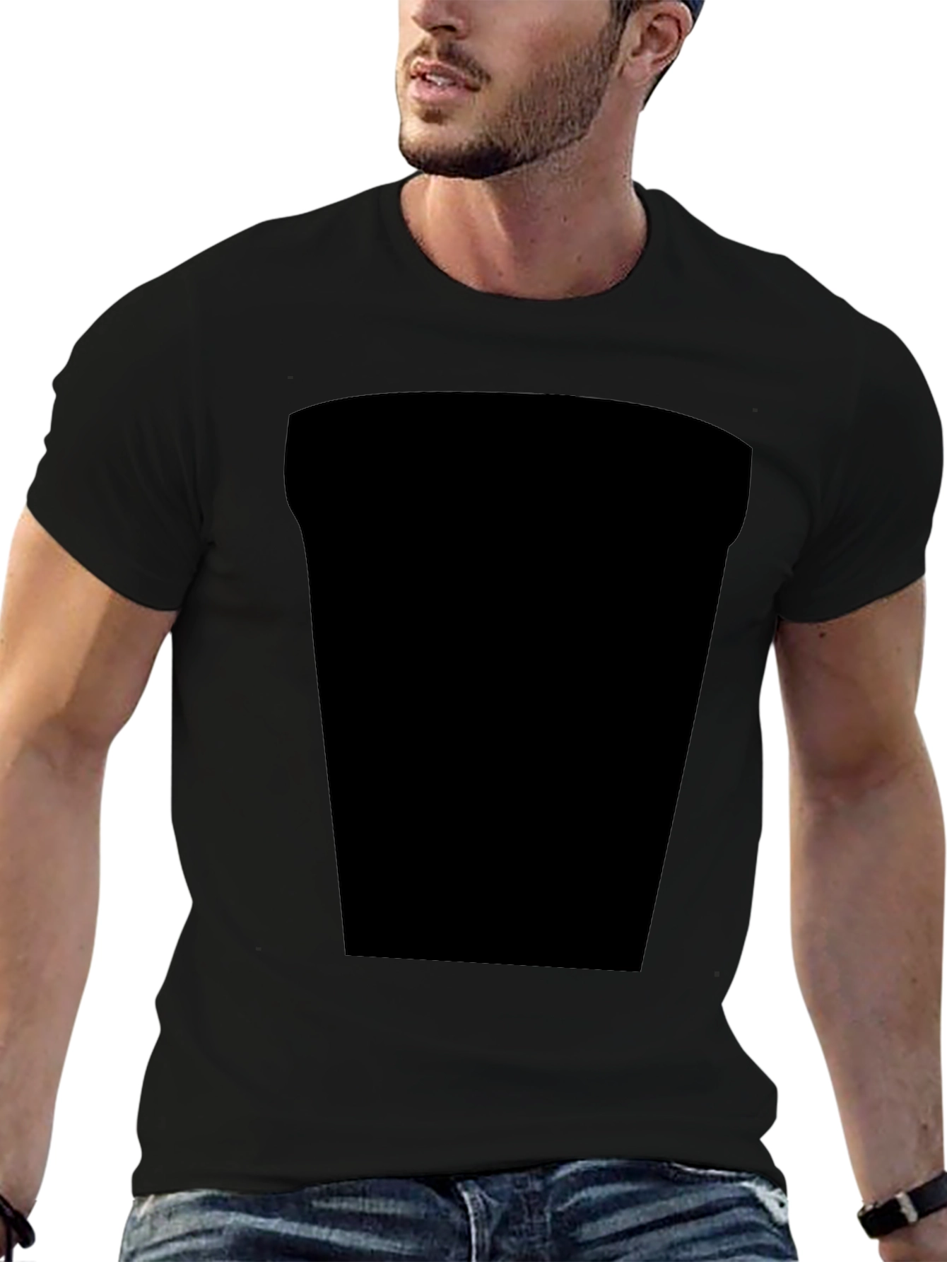 Black Black Casual Tee with Design Space view 6