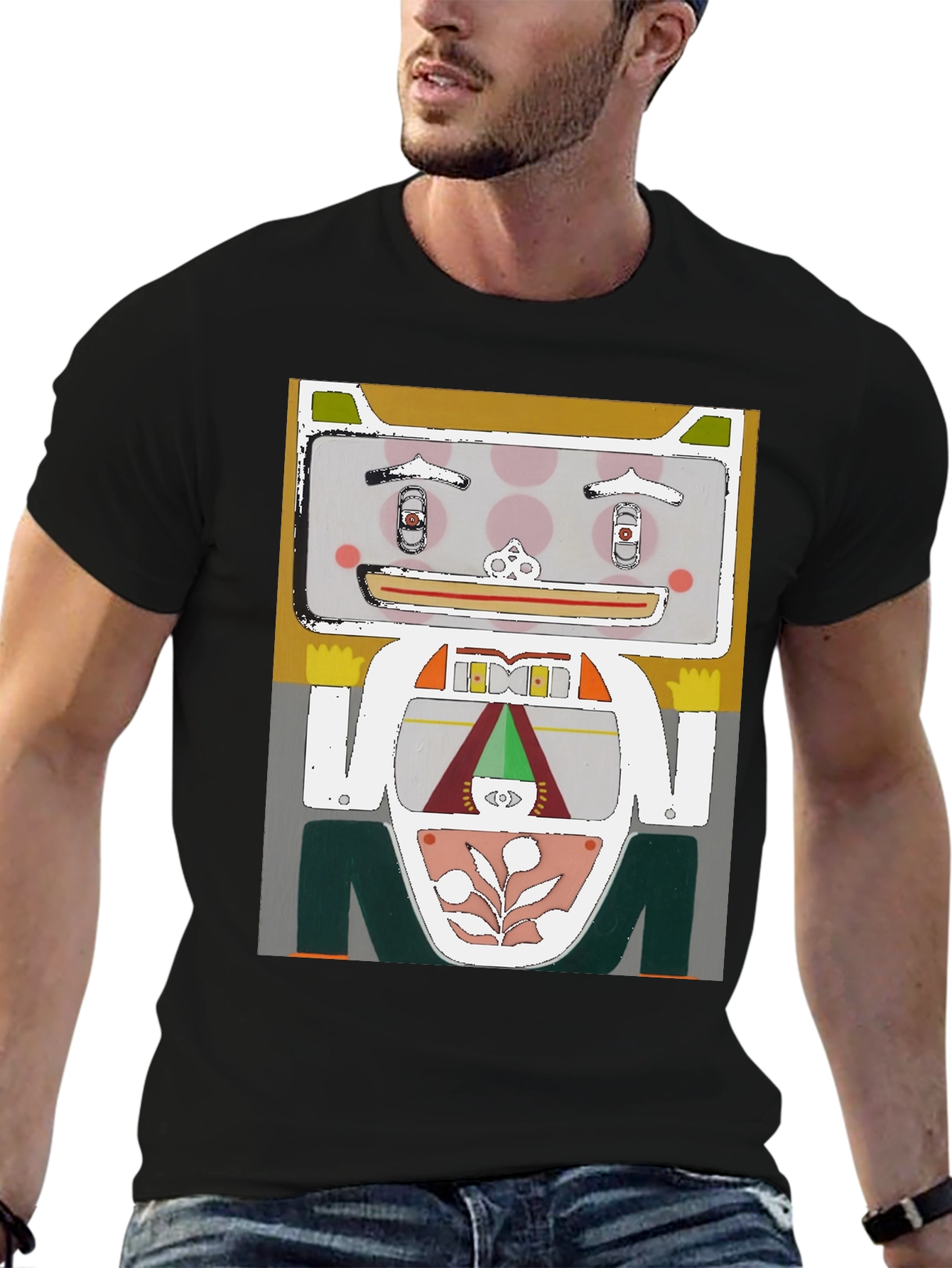 Black Abstract Graphic Print T-Shirt view 6