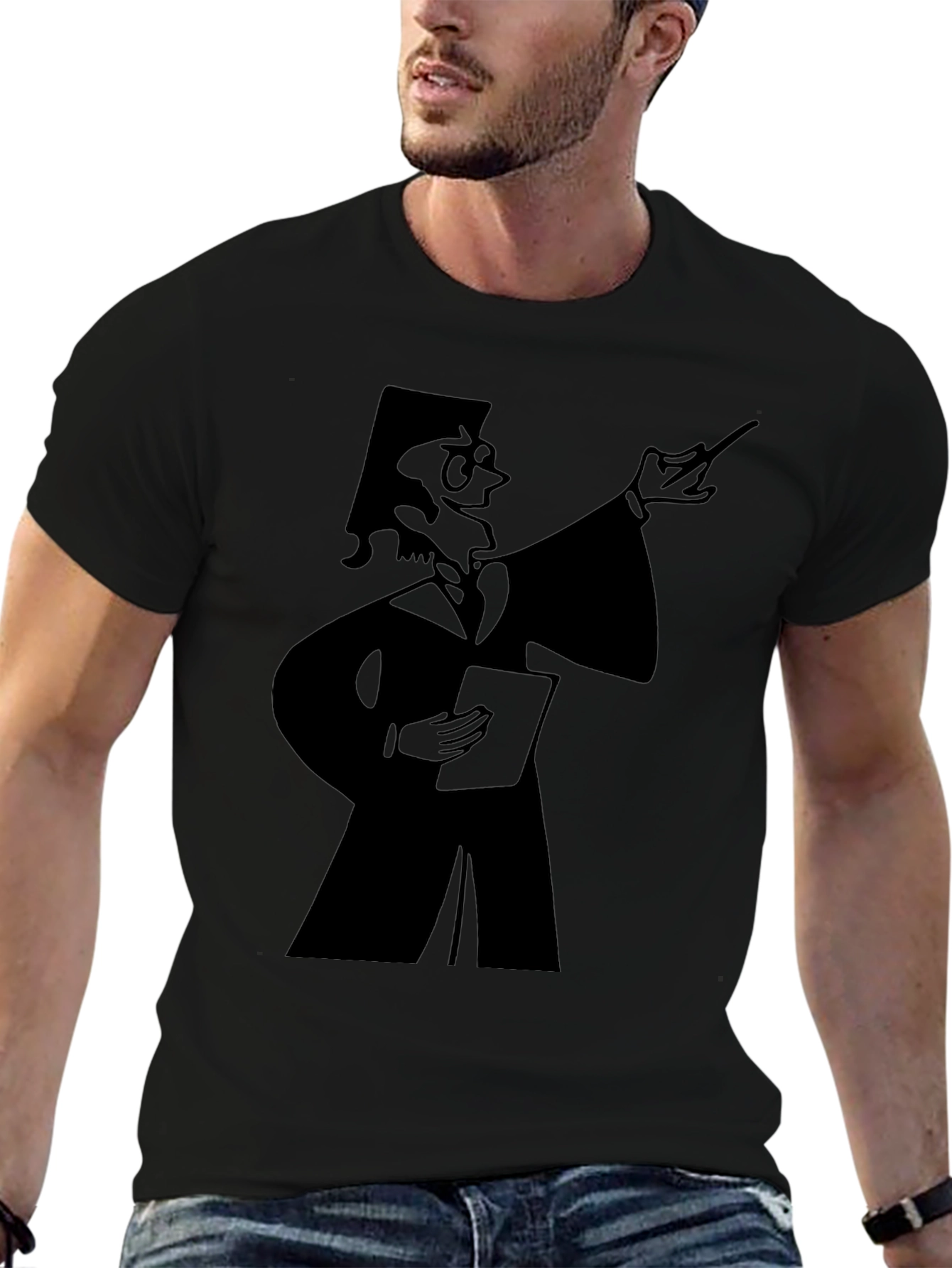 Professor Graphic Tee - Black Cotton T-Shirt - 6