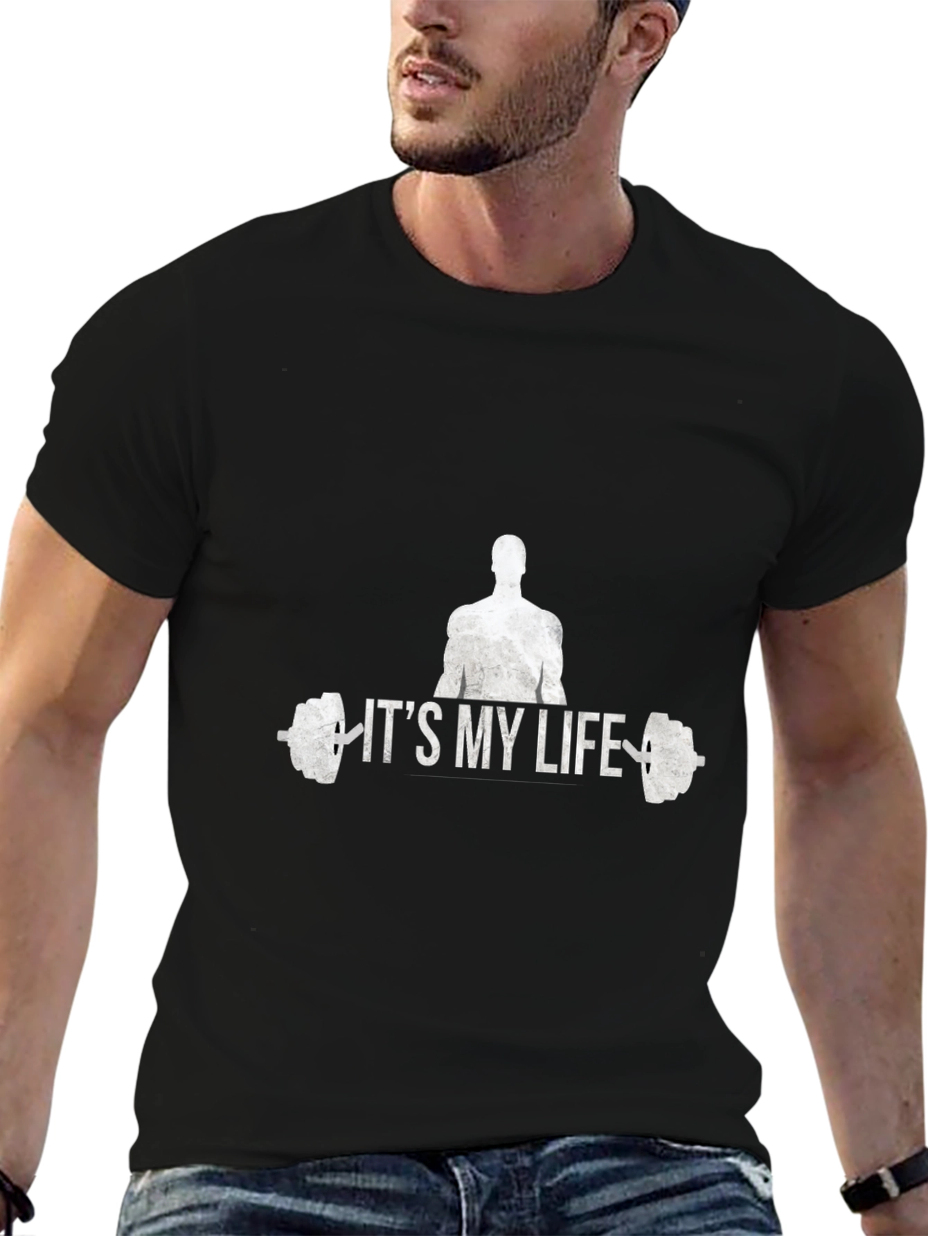 Black It's My Life Weightlifting T-Shirt view 6