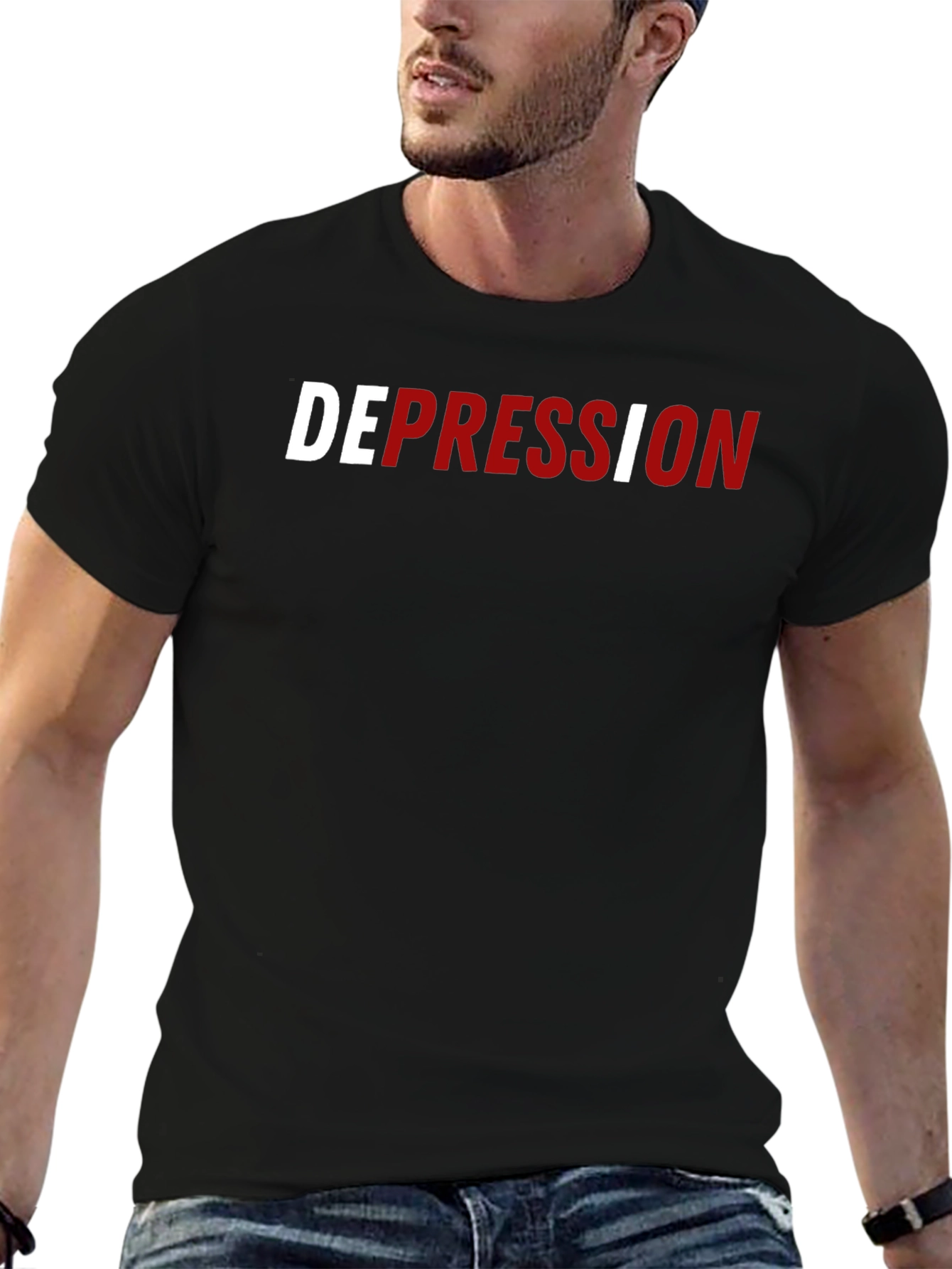 Black Depression Awareness Graphic Tee - Black view 6