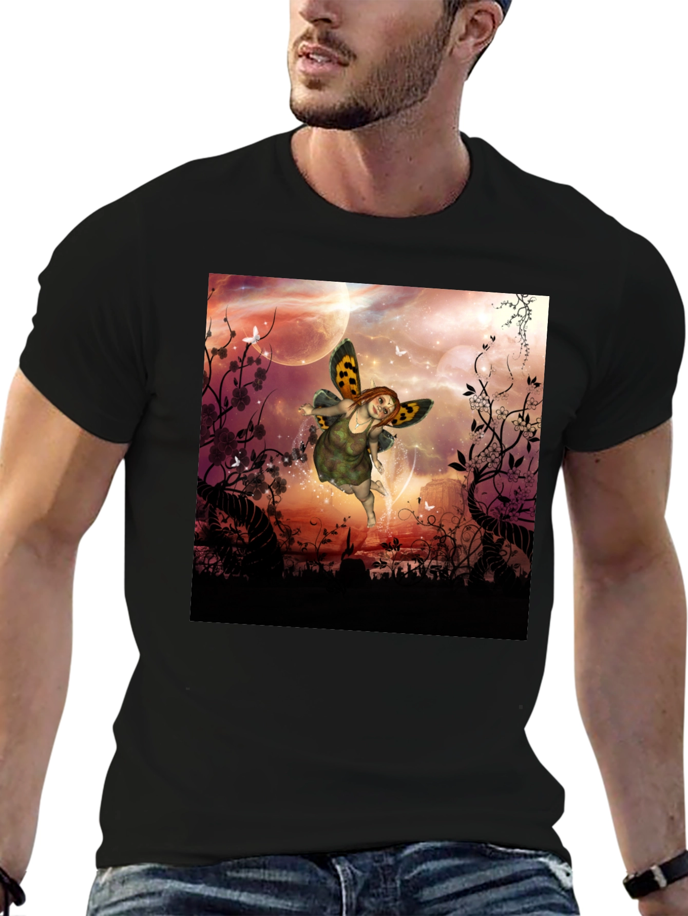 Black Fairy Fantasy Graphic Tee - Unique Design view 6