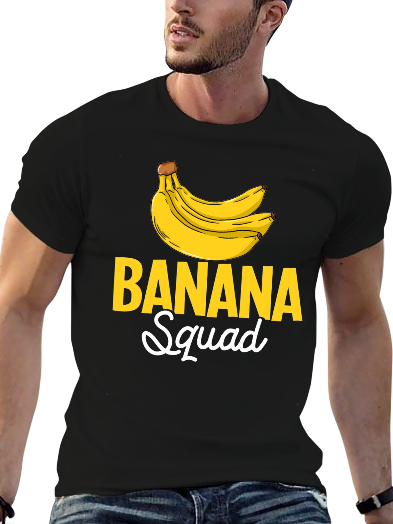 Black Banana Squad Graphic Tee - Funny Fruit T-Shirt view 6