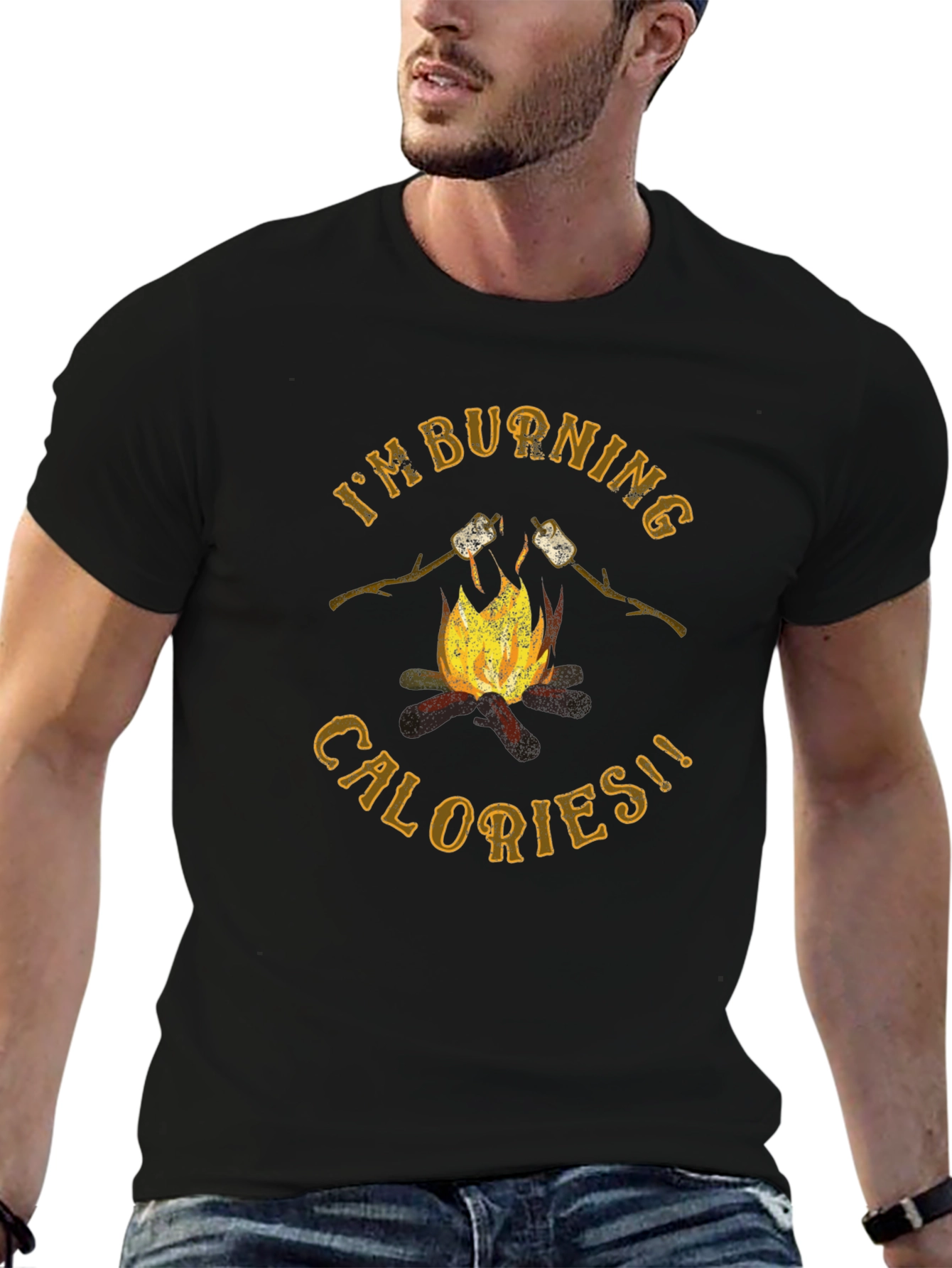 Burning Calories Marshmallow Campfire Graphic Tee - 6