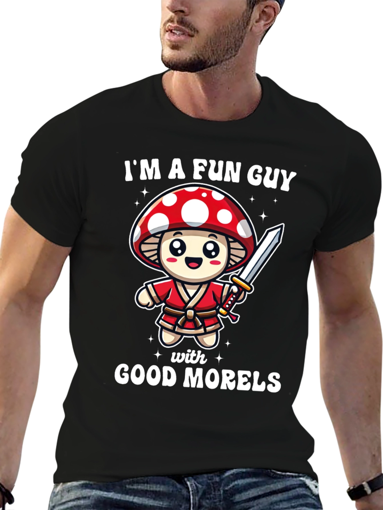 Black I'm A Fun Guy Mushroom T-Shirt view 6
