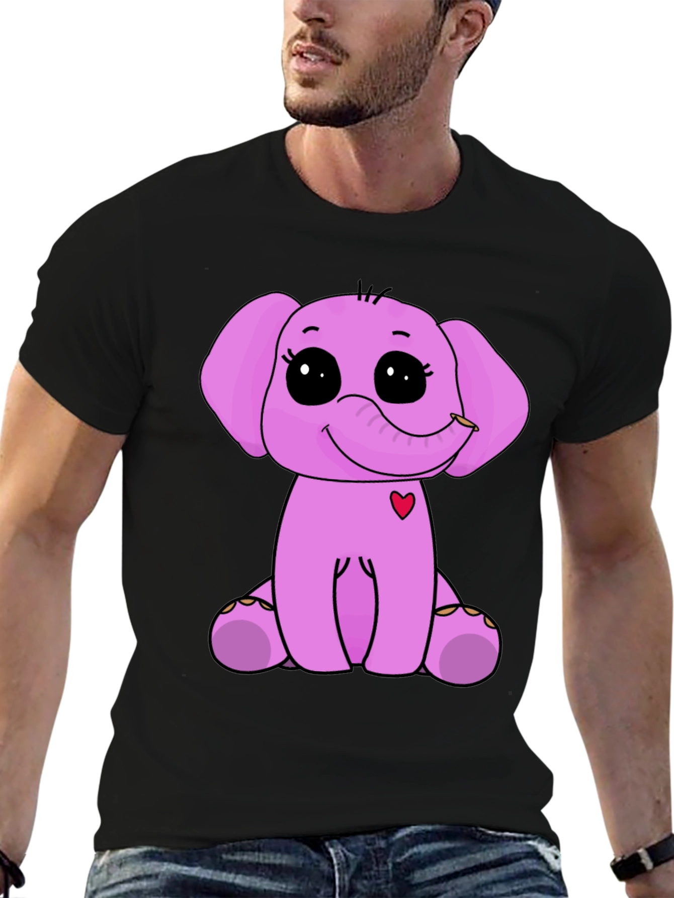 Black Cute Elephant Graphic Tee - Black view 6