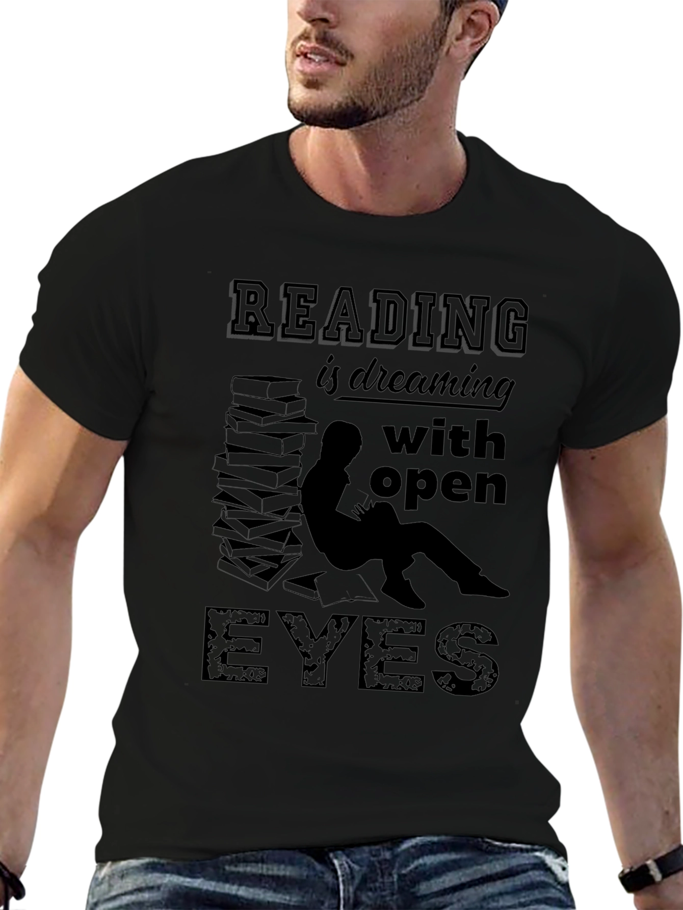 Black Reading is Dreaming T-Shirt view 6