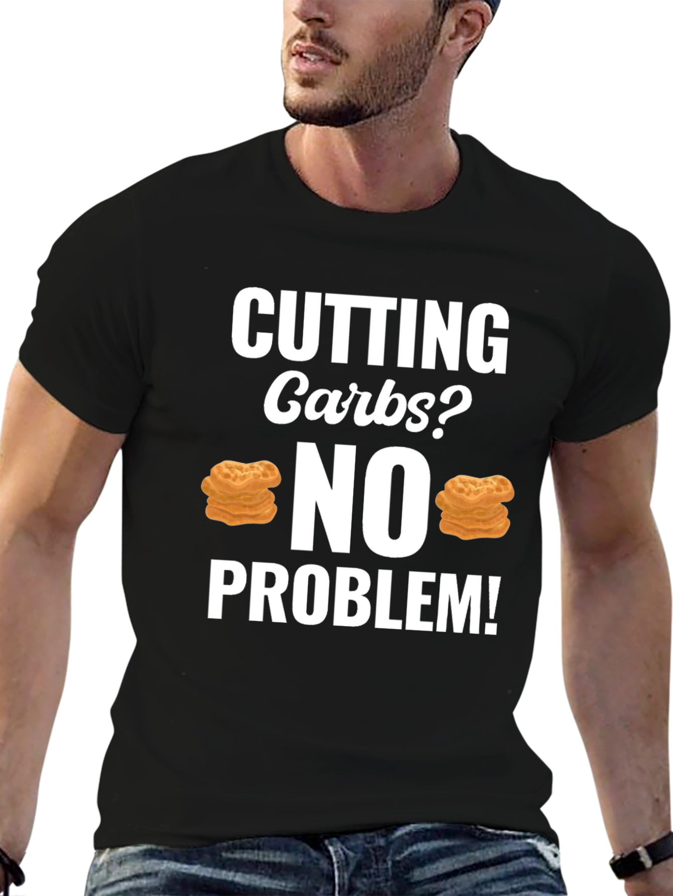 Black Cutting Carbs? No Problem T-Shirt view 6