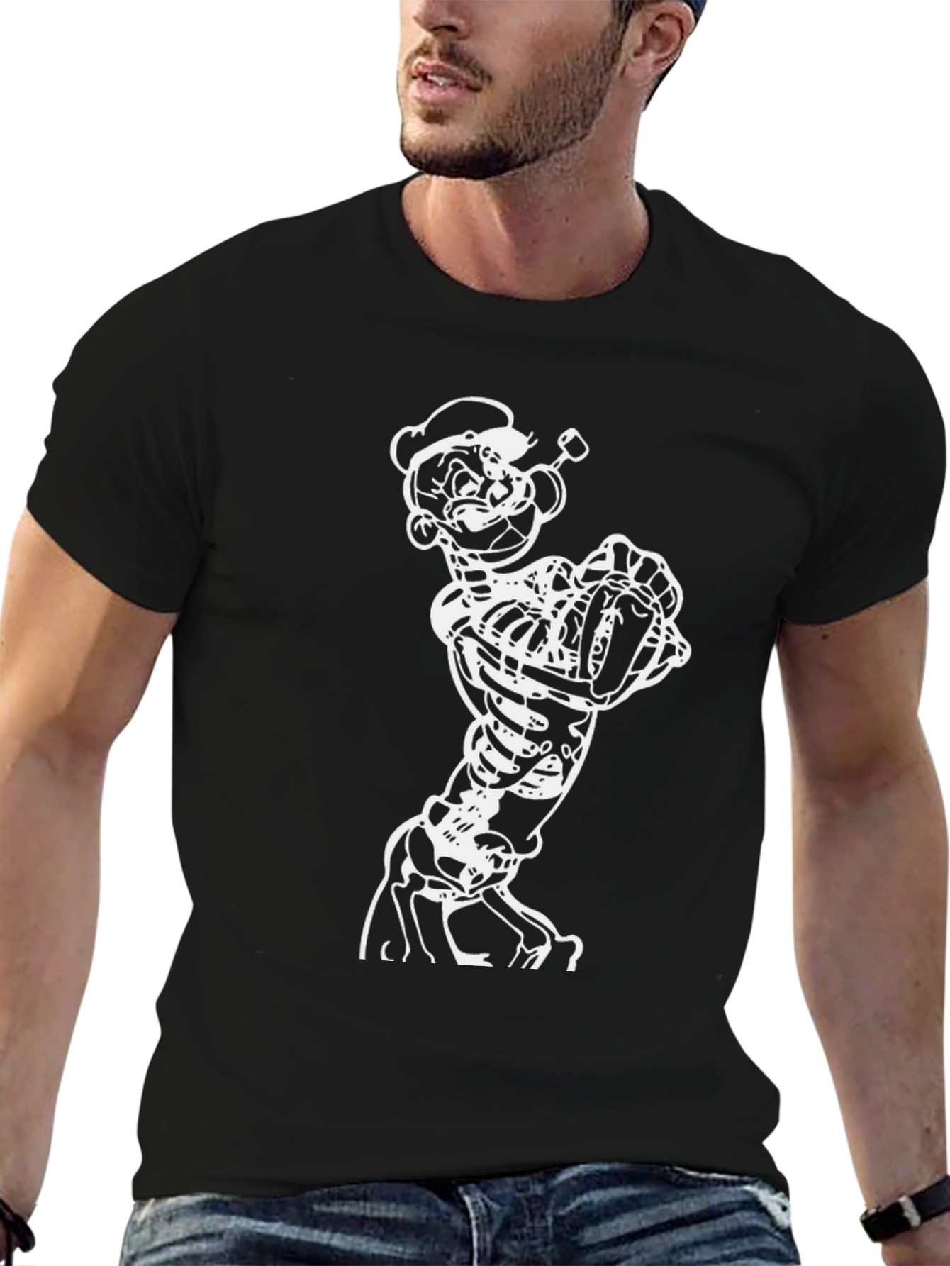 Black Popeye Skeleton Black T-Shirt view 6