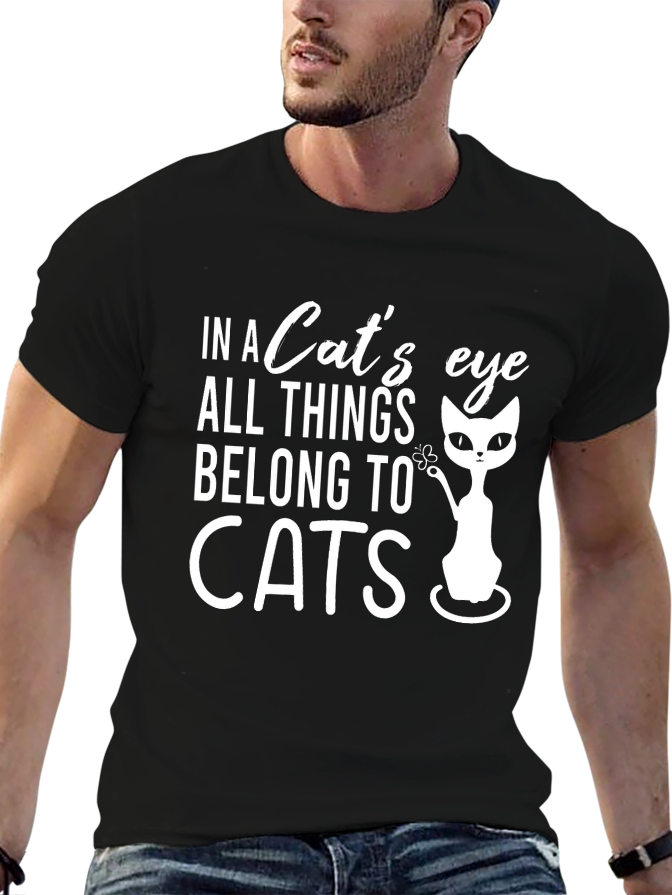 Cat Lover Tee: "In a Cat's Eye" Black T-Shirt - 6