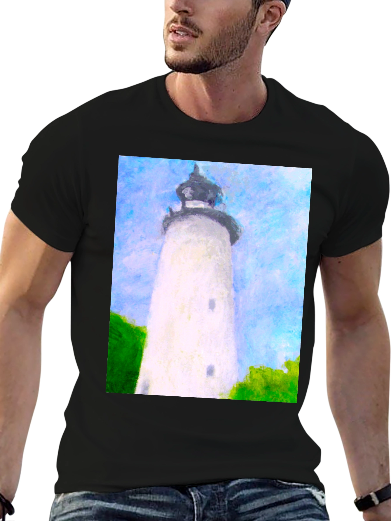 Lighthouse Art Graphic T-Shirt - Coastal Style Tee - 6