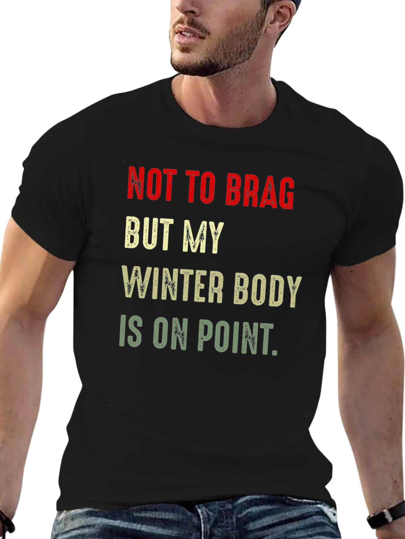 Black Winter Body On Point T-Shirt - Funny Graphic Tee view 6