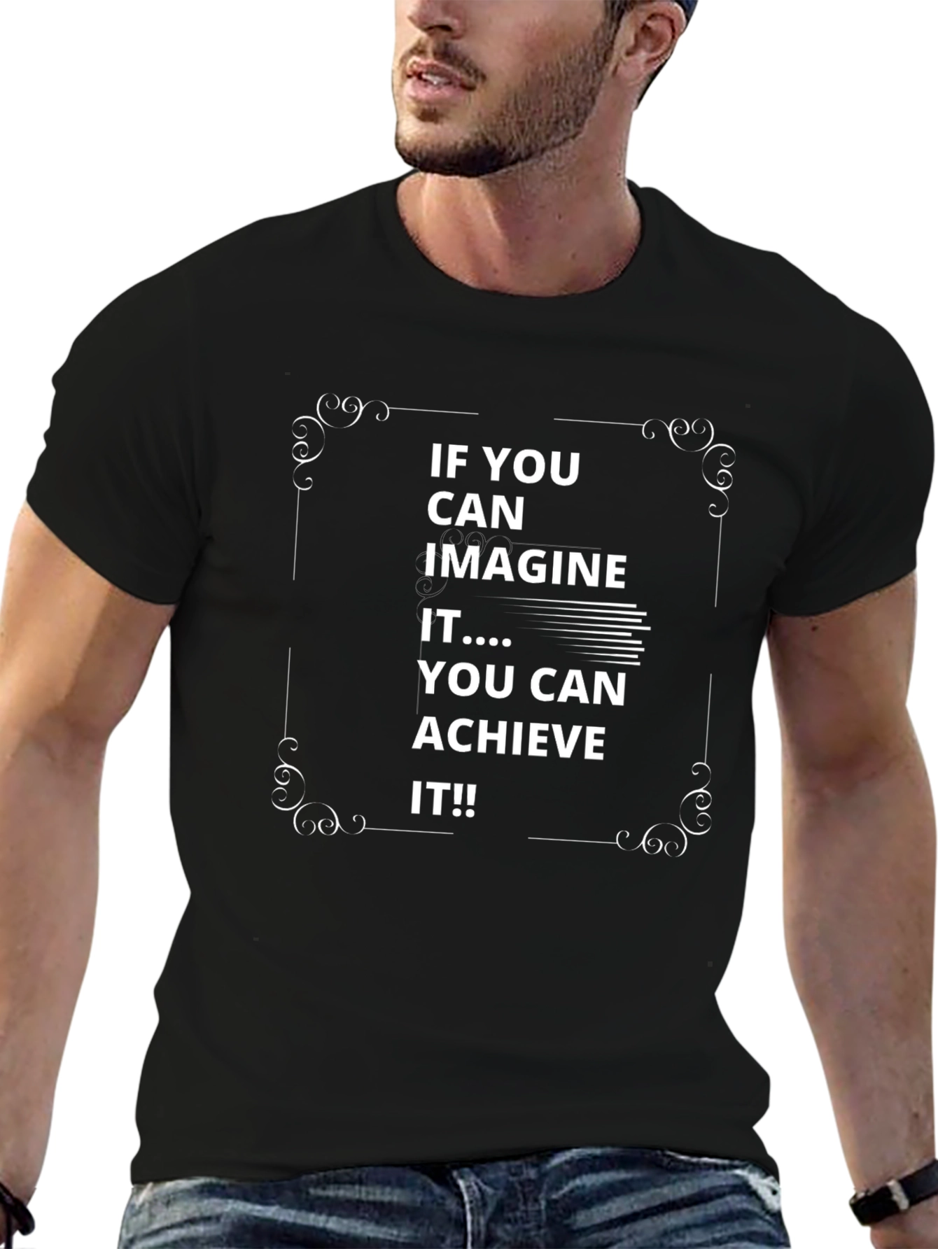 Black Inspirational Tee - Imagine It, Achieve It view 6