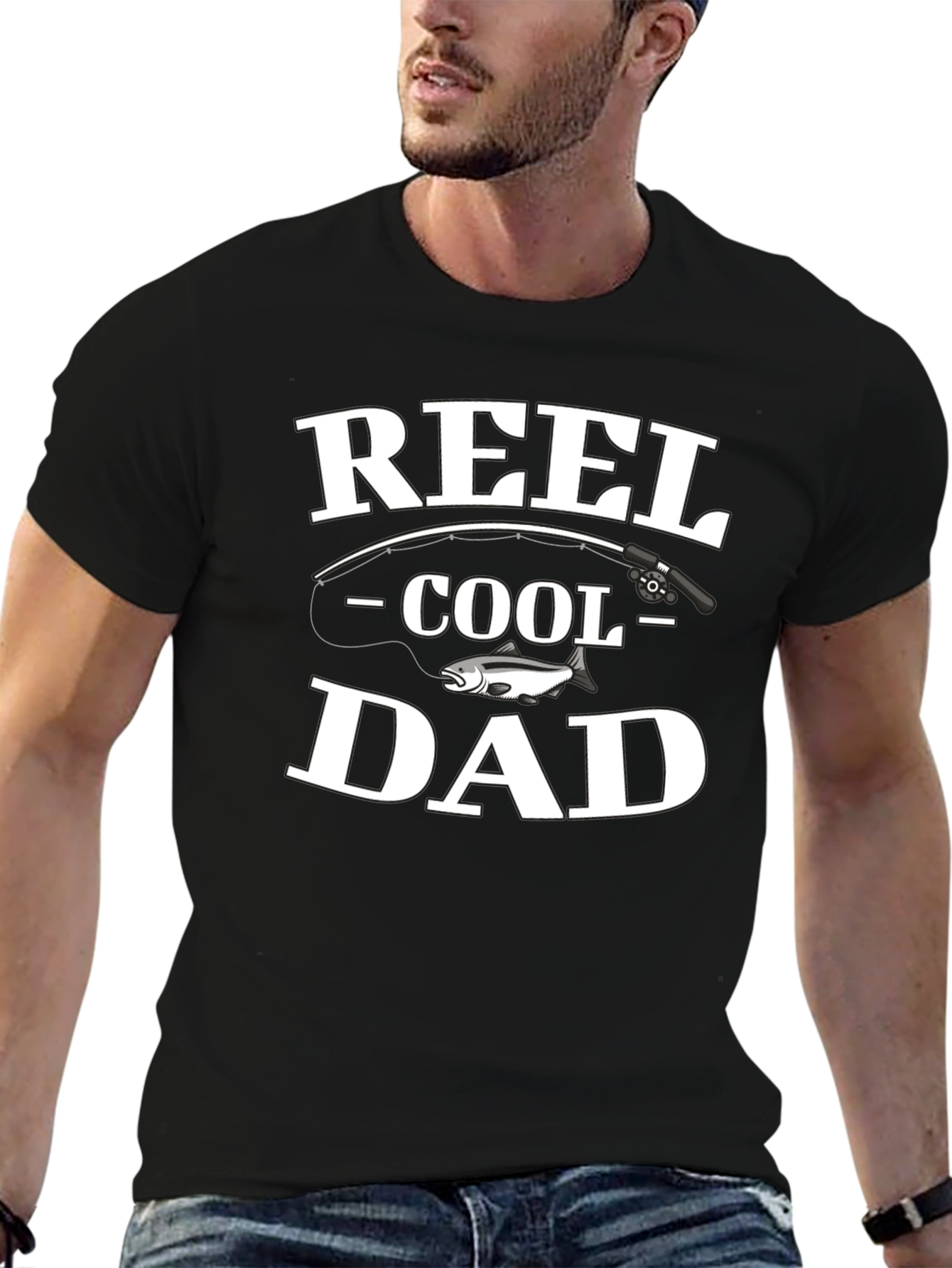 Black Reel Cool Dad Black Cotton T-Shirt view 6