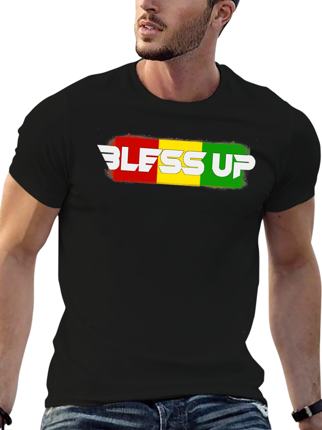 Black Bless Up Rasta T-Shirt - Reggae Style view 6