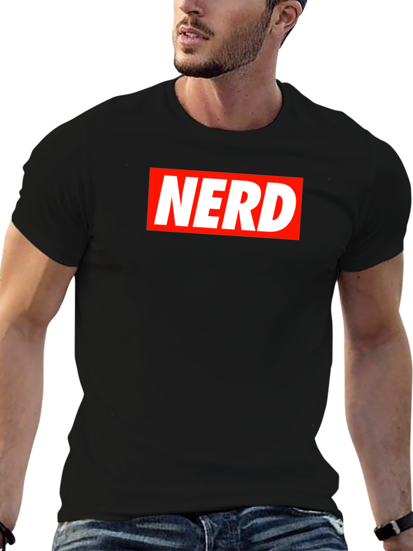 Black Nerd Box Logo Black T-Shirt view 6