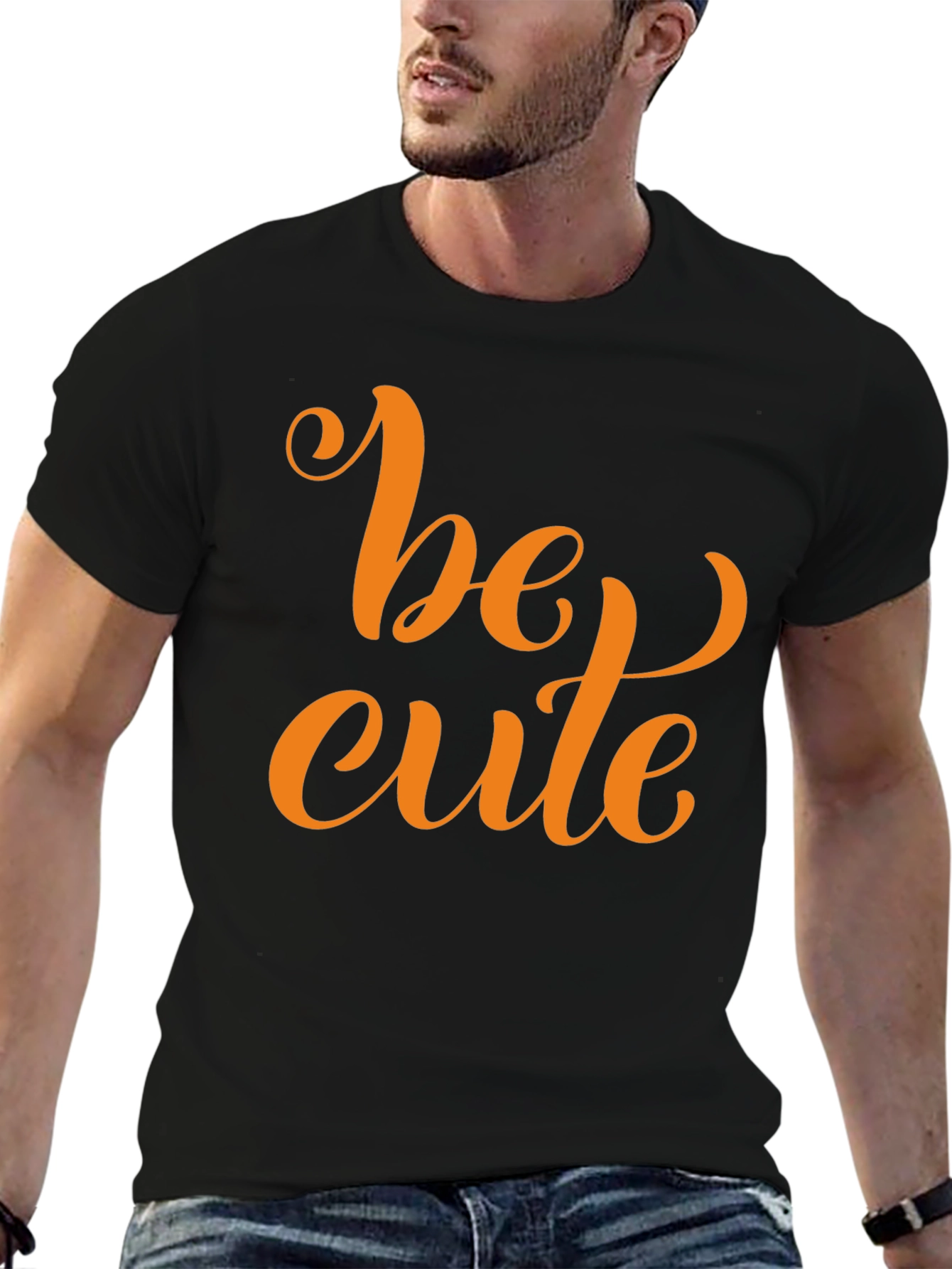 Black Be Cute Black T-Shirt - Trendy Casual Wear view 6