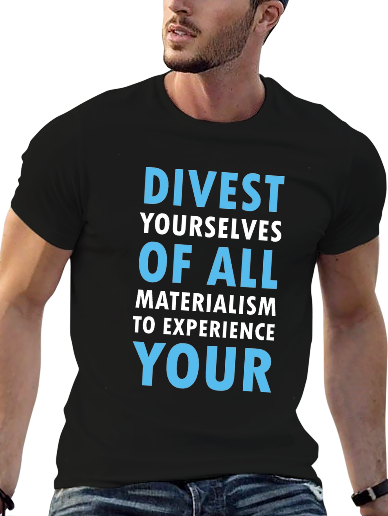 Black Divest Materialism T-Shirt - Black view 6
