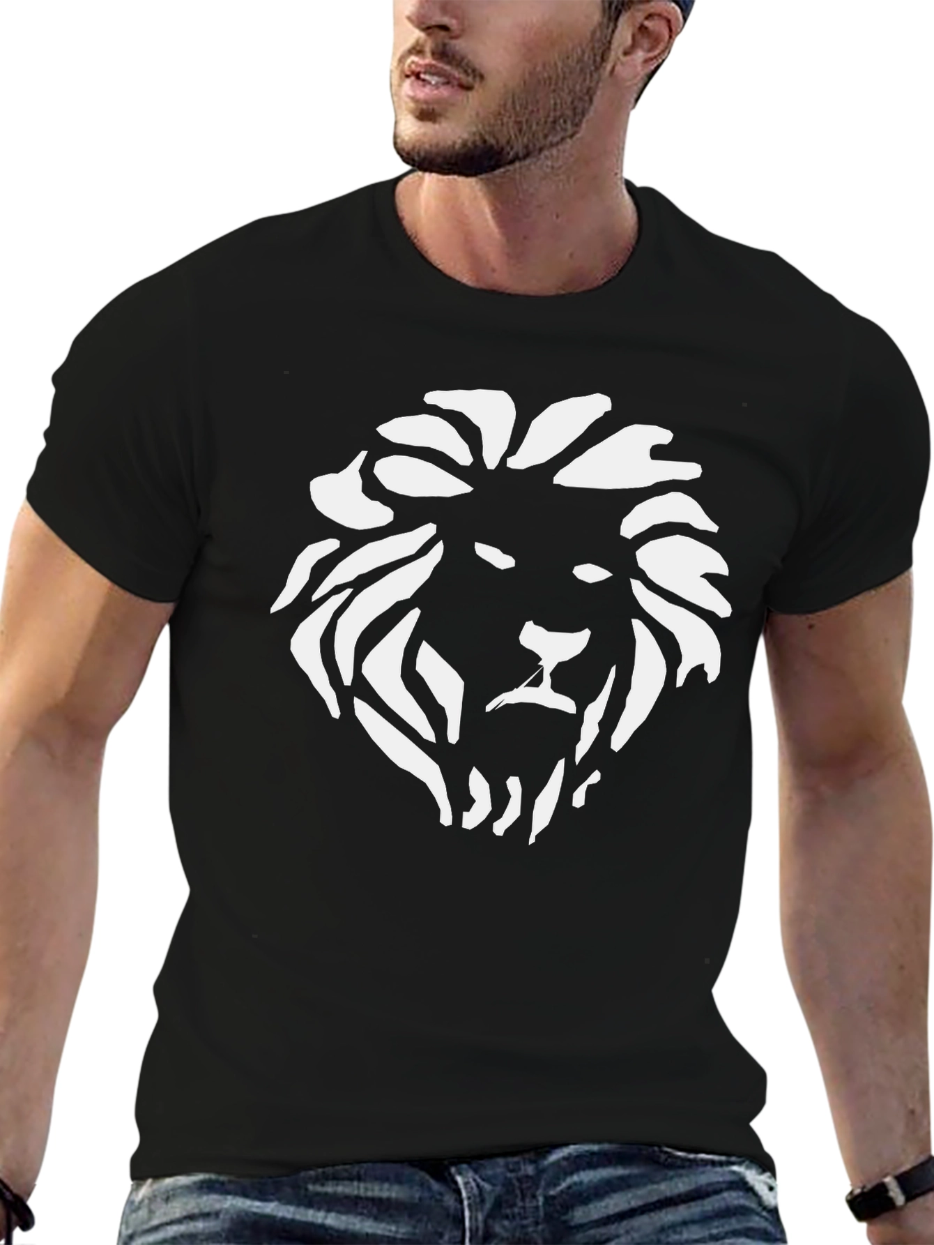 Black Lion Graphic Black T-Shirt - Bold & Stylish view 6