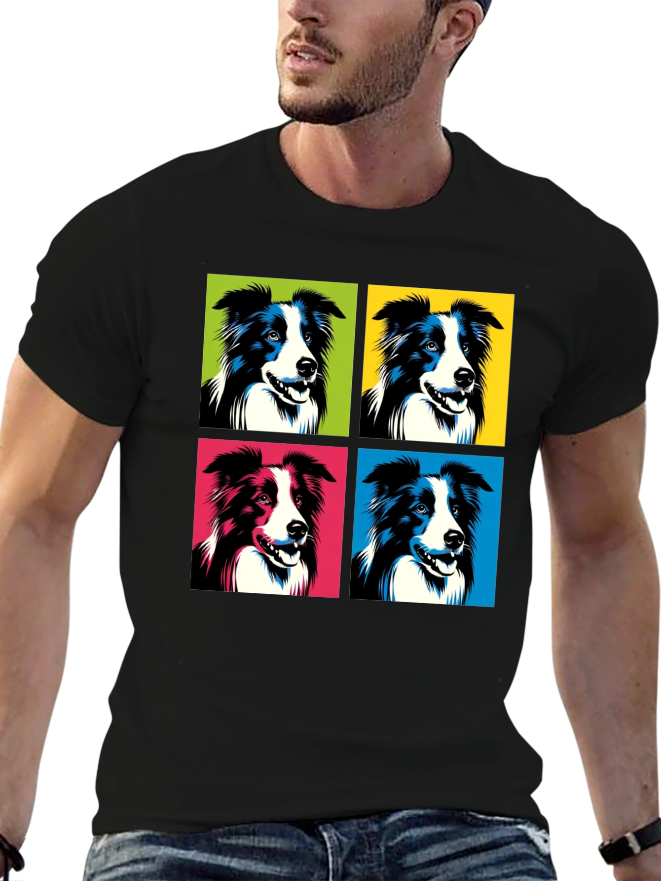 Black Pop Art Dog T-Shirt - Bold Graphic Tee view 6